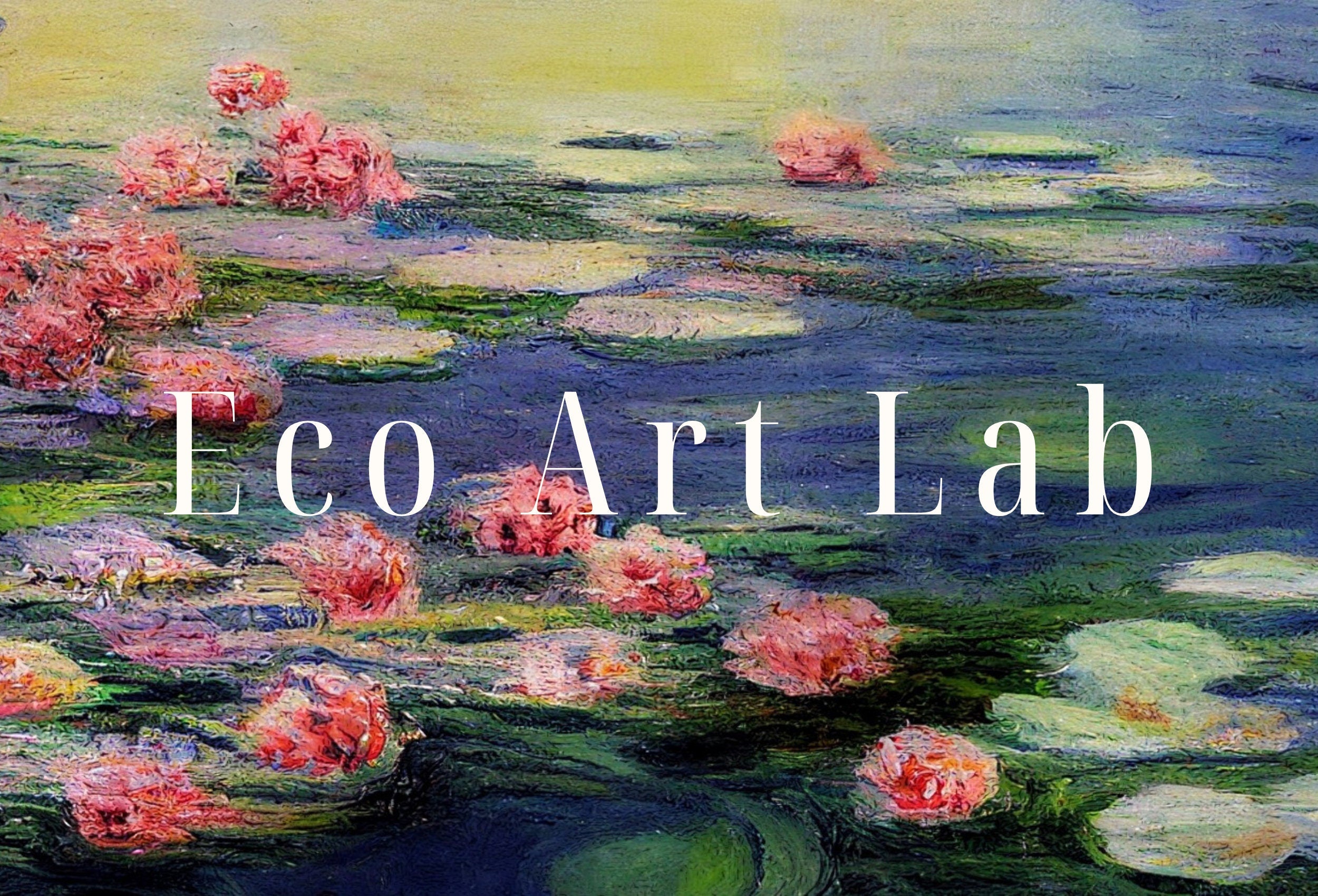 Water Lilies Pond Monet Inspired Digital Painting. Instant Download Floral Decor. Monet Botanical Print Printable Wall Art. Abstract Decor