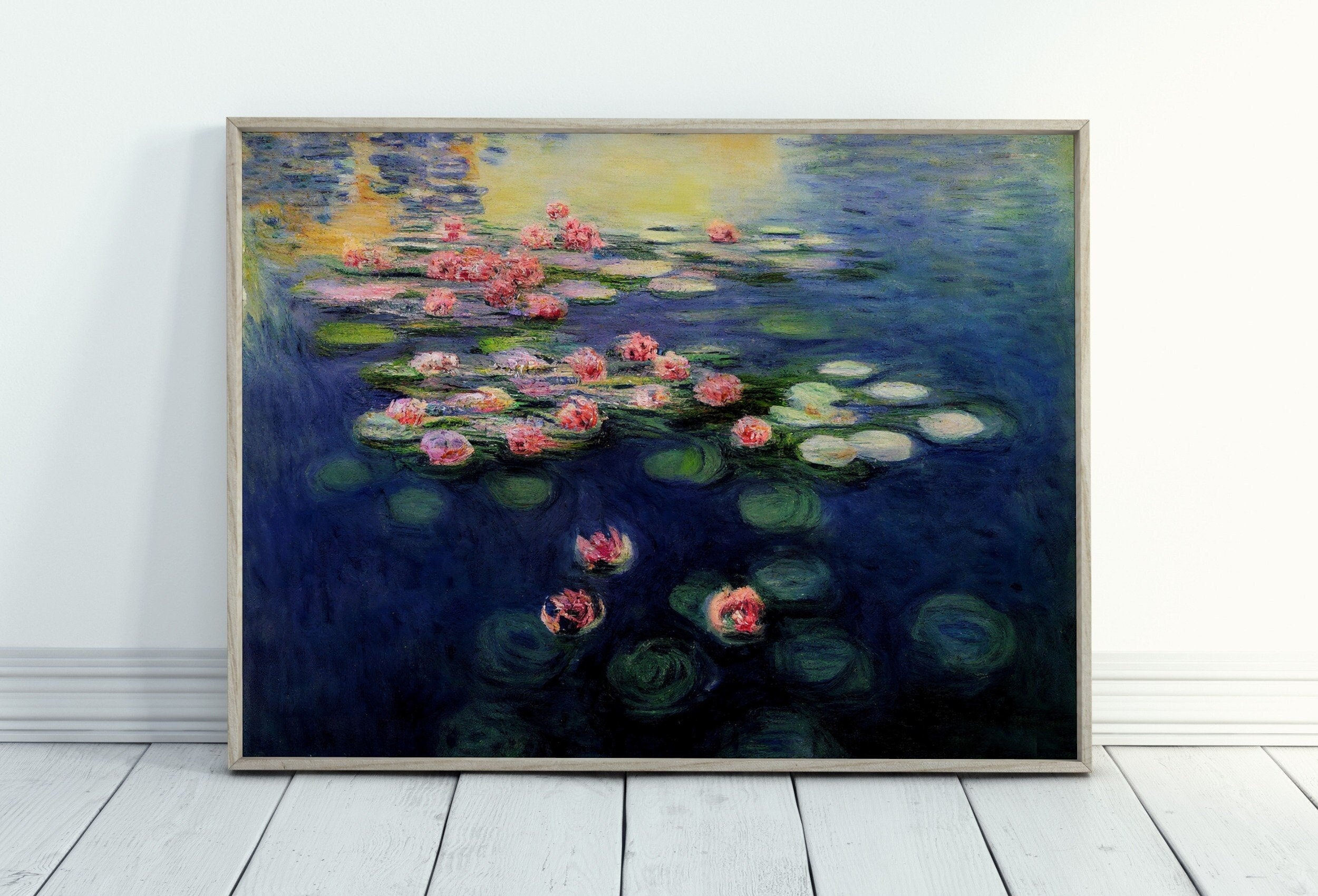 Water Lilies Pond Monet Inspired Digital Painting. Instant Download Floral Decor. Monet Botanical Print Printable Wall Art. Abstract Decor