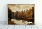 Fall Art Muted Colors Rustic Autumn Landscape Printable Painting. Digital Download. Country Decor Nature Landscape. Moody Vintage Art Print