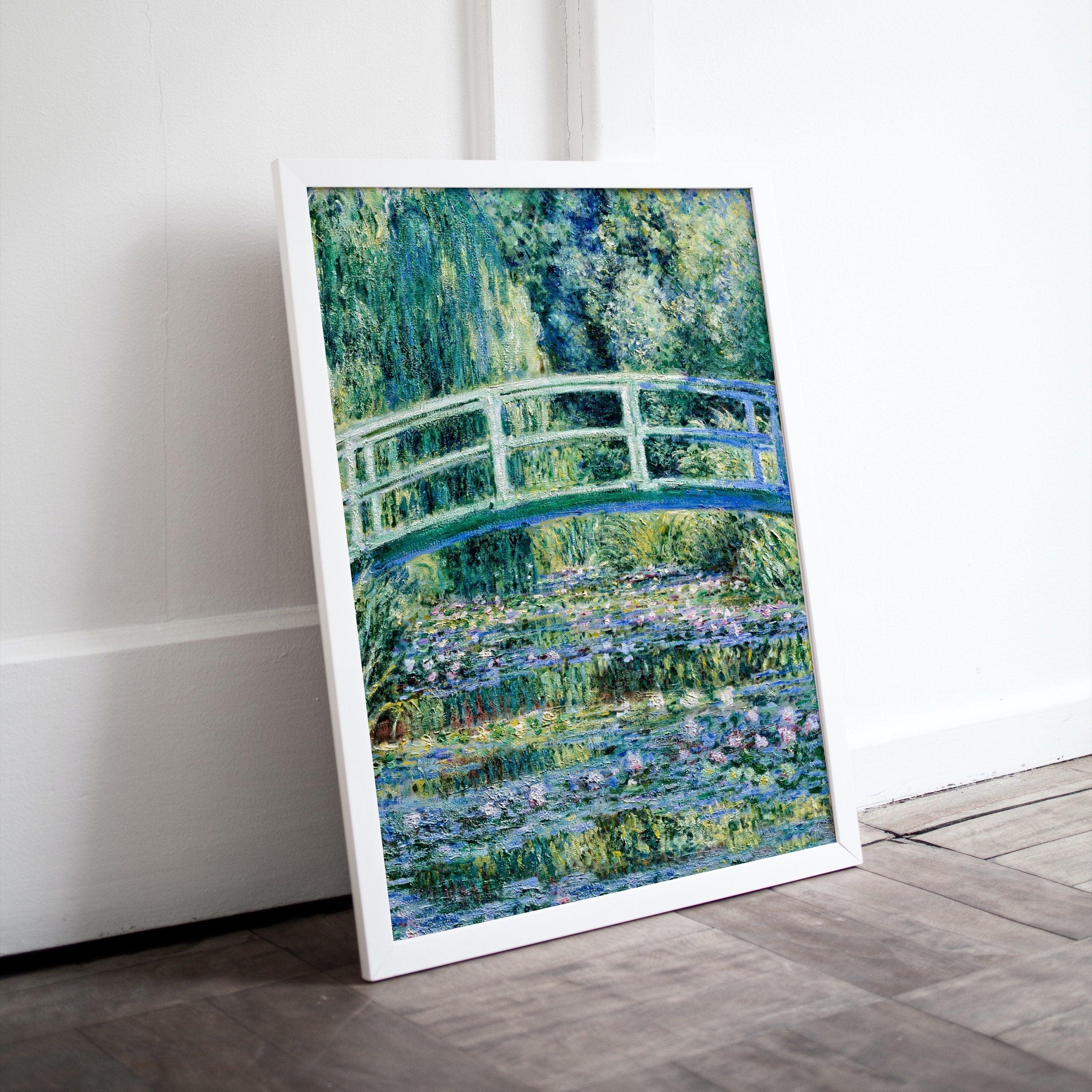 Water Lilies & Bridge Famous Claude Monet Painting. Instant Download Vintage Decor. Monet Botanical Print Printable Wall Art. Vertical Decor