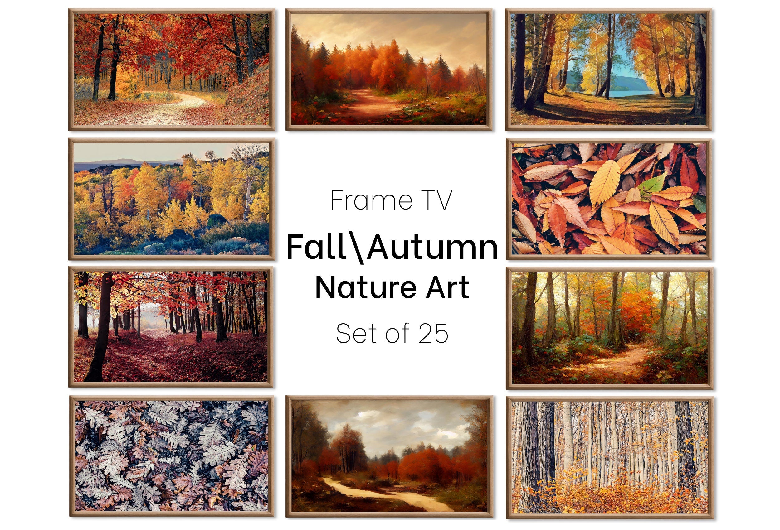 Set of 25 Samsung Frame TV 4K Art. Fall Wall Art Nature Digital Collection. Autumn Decor TV Art Set. Instant Download Frame TV Art.