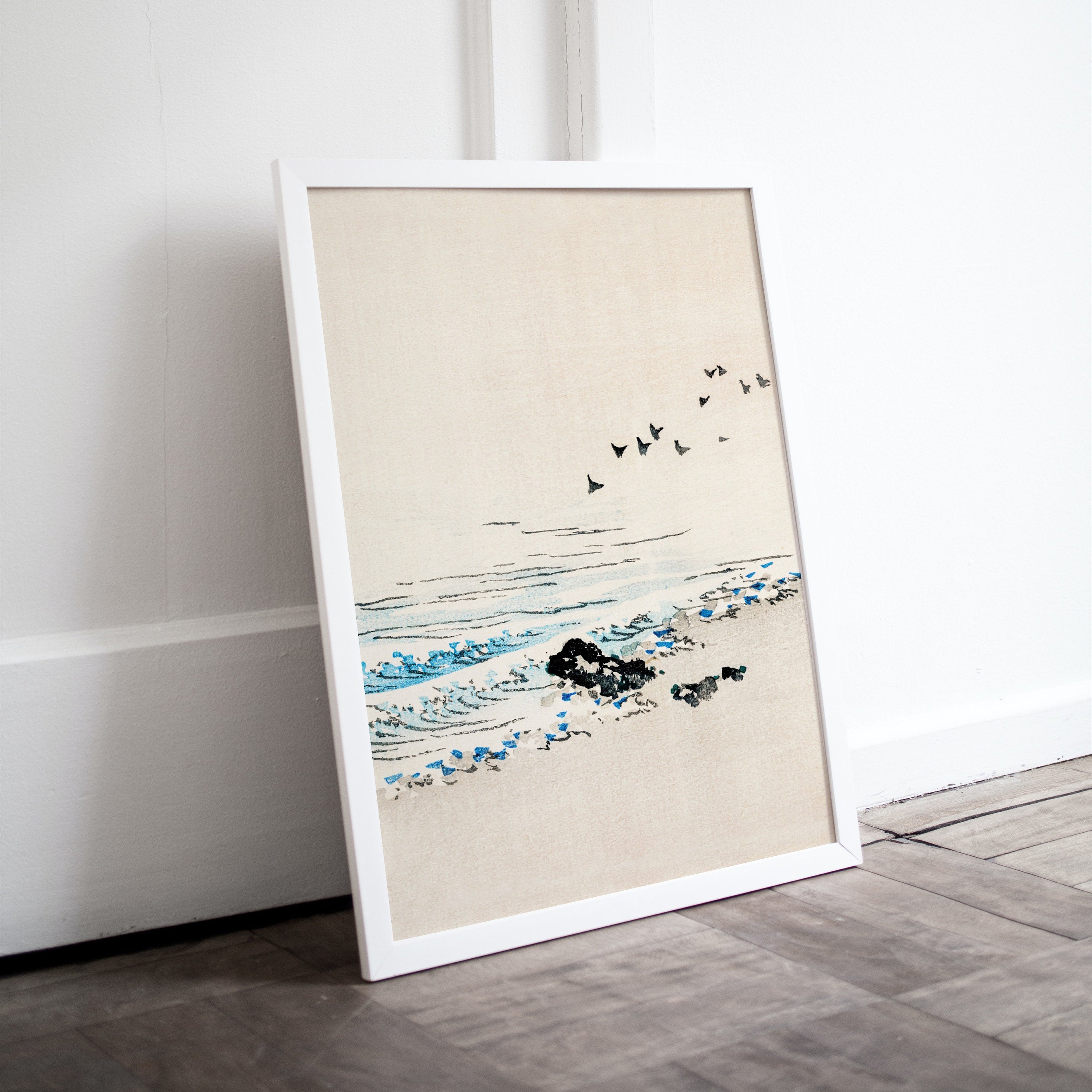Vintage Minimalist Beach Japanese Painting Printable Wall Art. Instant Download Antique Japanese Art. 19th Century Japanese Vintage Wall Art – Printable Wall Art Digital Download – Digital Download