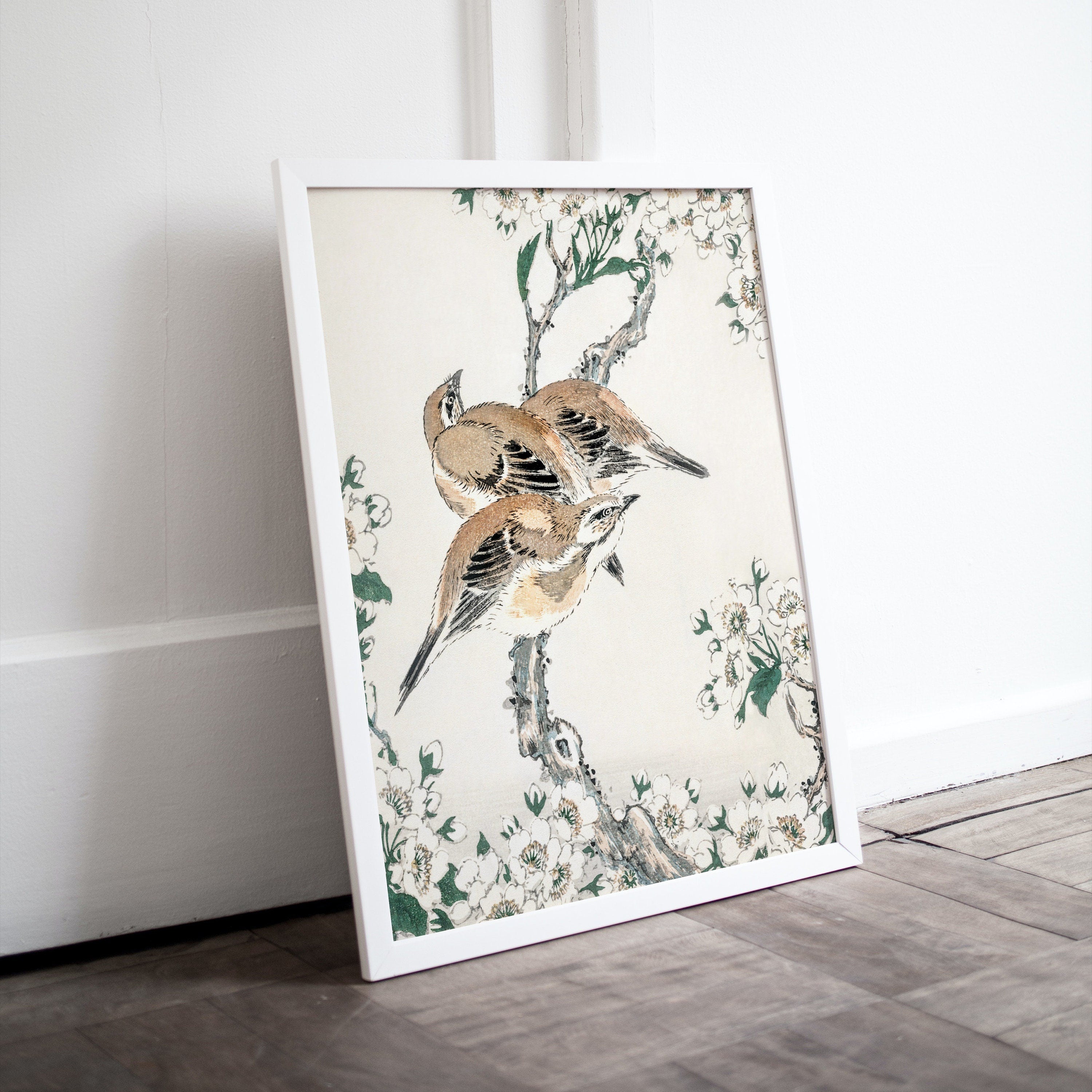 Vintage Meadow Bunting and Pear Flower Japanese Painting. Japanese Wall Art Printable Poster. 19th Century Japanese Birds Vintage Wall Art – Printable Wall Art Digital Download – Digital Download