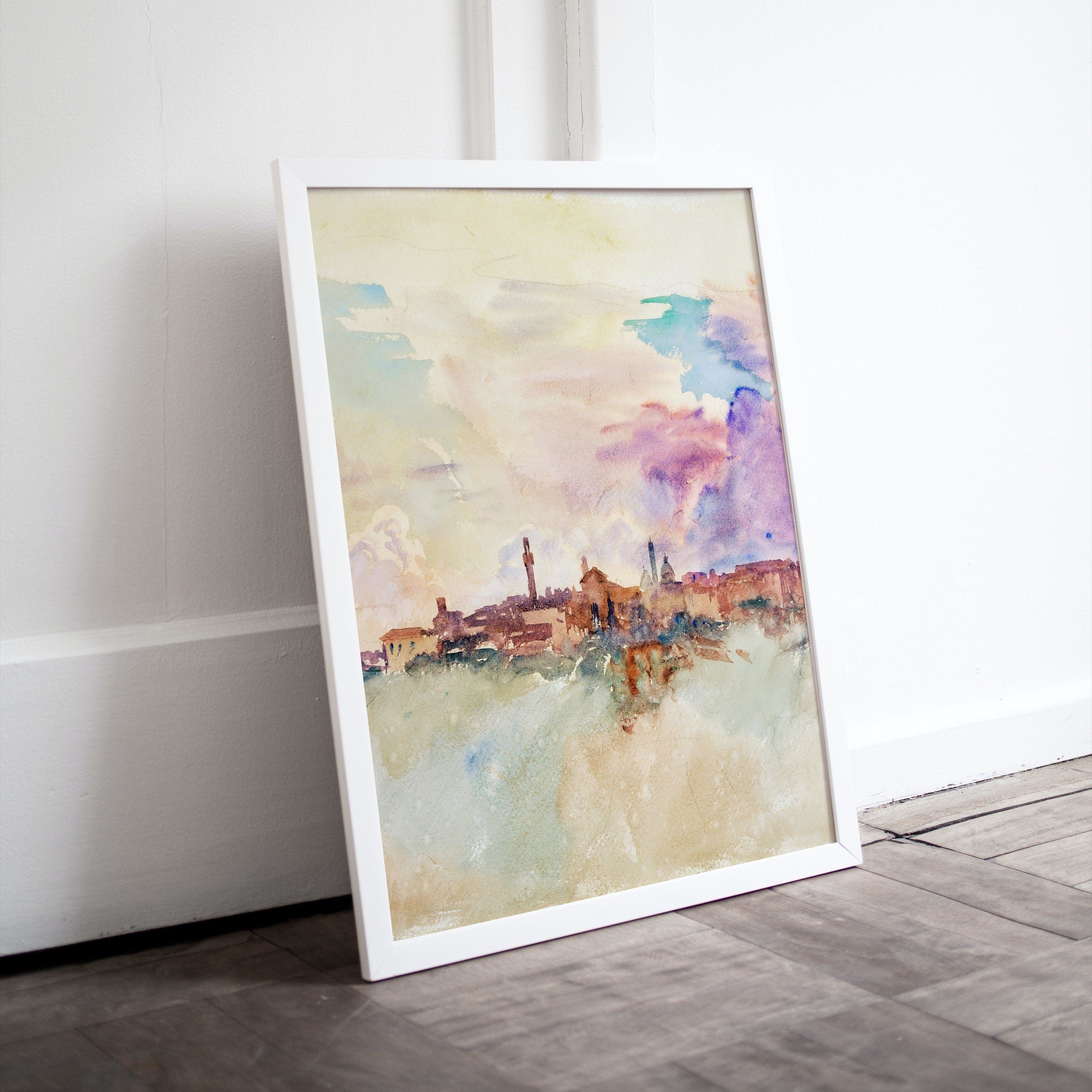 Vintage Siena Italy Pastel Watercolor Abstract Landscape Printable Wall Art. Italy Digital Download Art. Vintage Home Decor, Retro Print – Printable Wall Art Digital Download – Digital Download