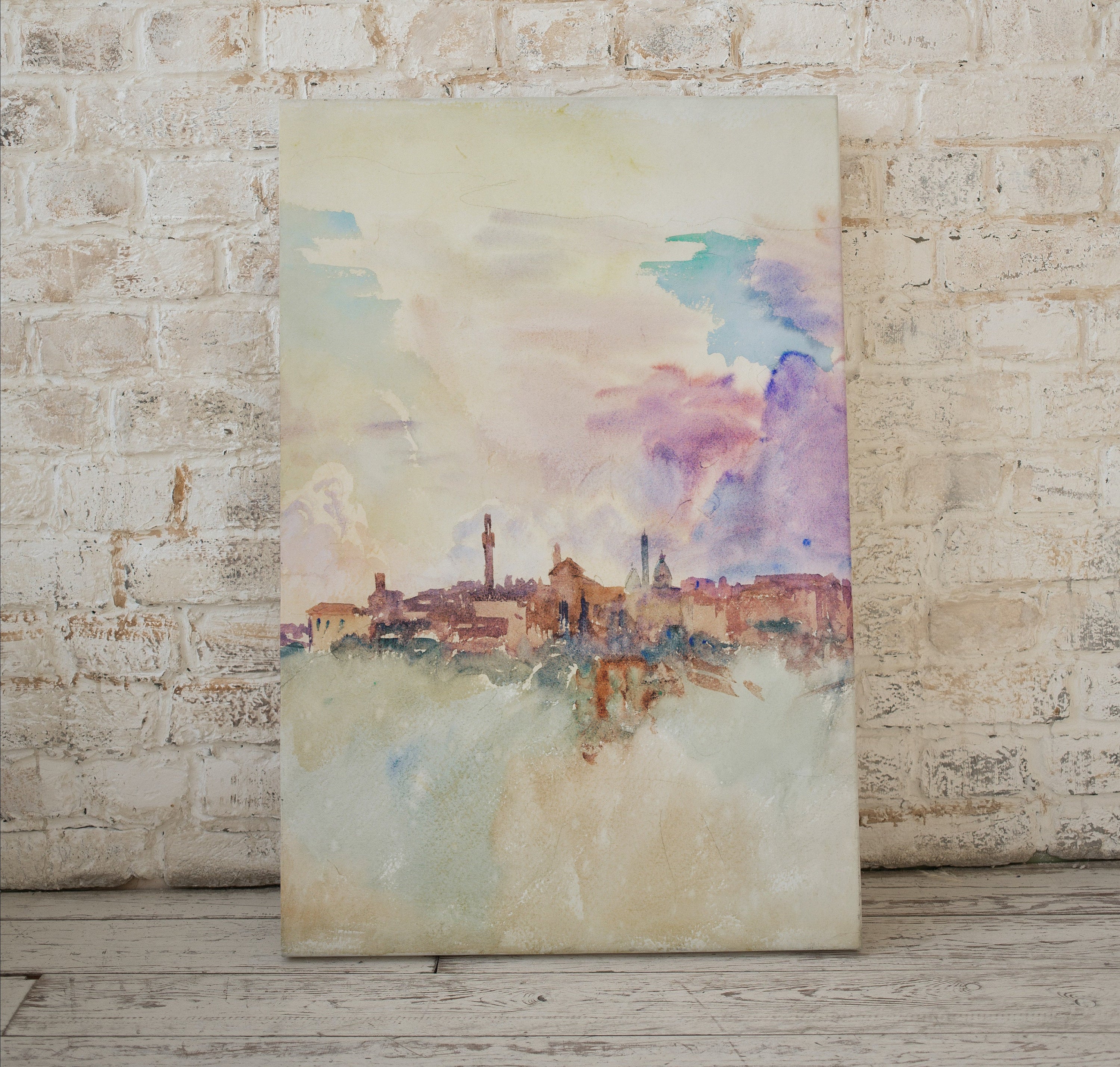 Vintage Siena Italy Pastel Watercolor Abstract Landscape Printable Wall Art. Italy Digital Download Art. Vintage Home Decor, Retro Print – Printable Wall Art Digital Download – Digital Download