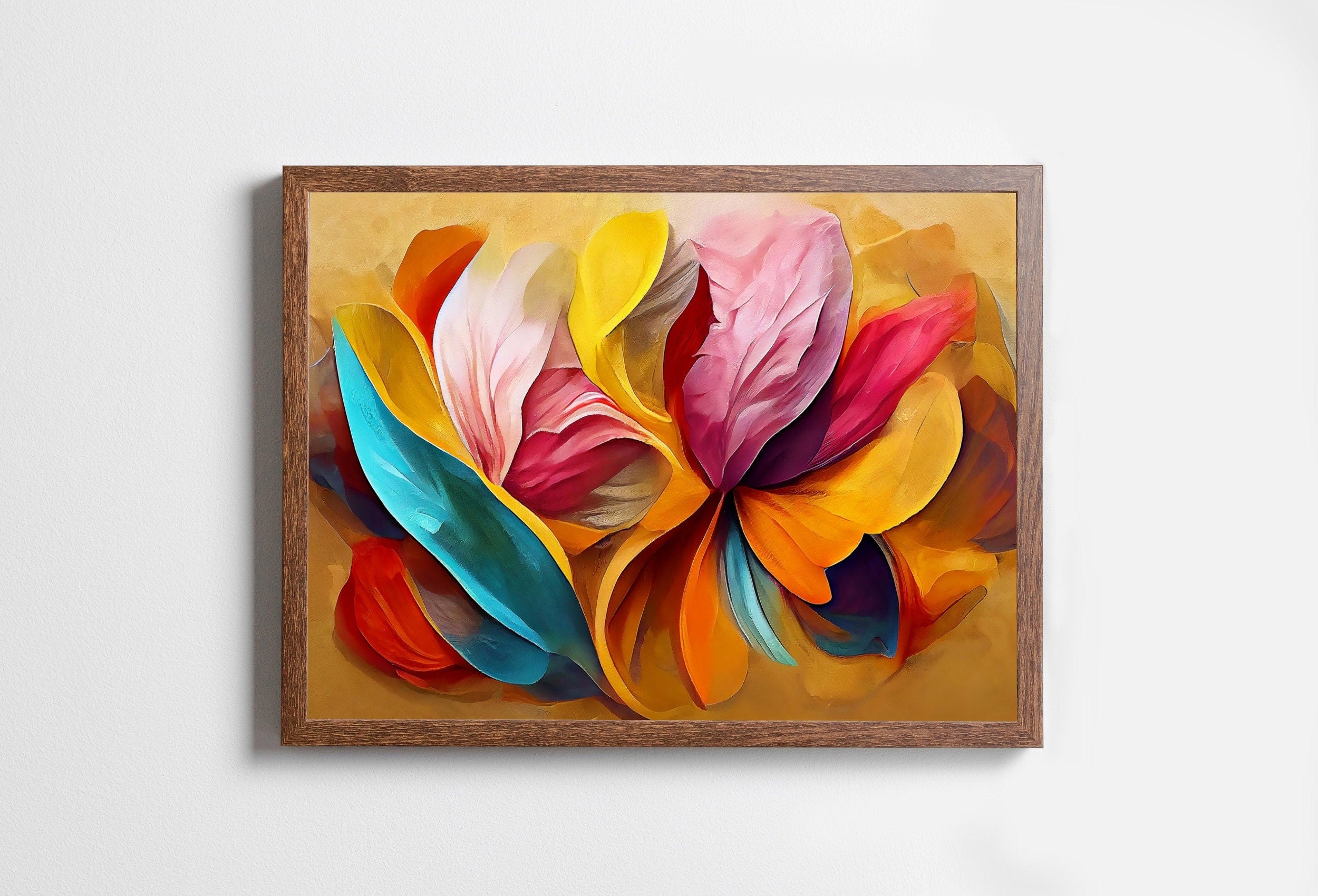 Abstract Modern Floral Print Digital Painting. Printable Wall Art. Colorful Abstract Flower Petals Botanical Art Print. Downloadable Art #3