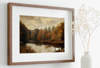 Fall Art Muted Colors Rustic Autumn Landscape Printable Painting. Digital Download. Country Decor Nature Landscape. Moody Vintage Art Print