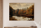 Fall Art Muted Colors Rustic Autumn Landscape Printable Painting. Digital Download. Country Decor Nature Landscape. Moody Vintage Art Print