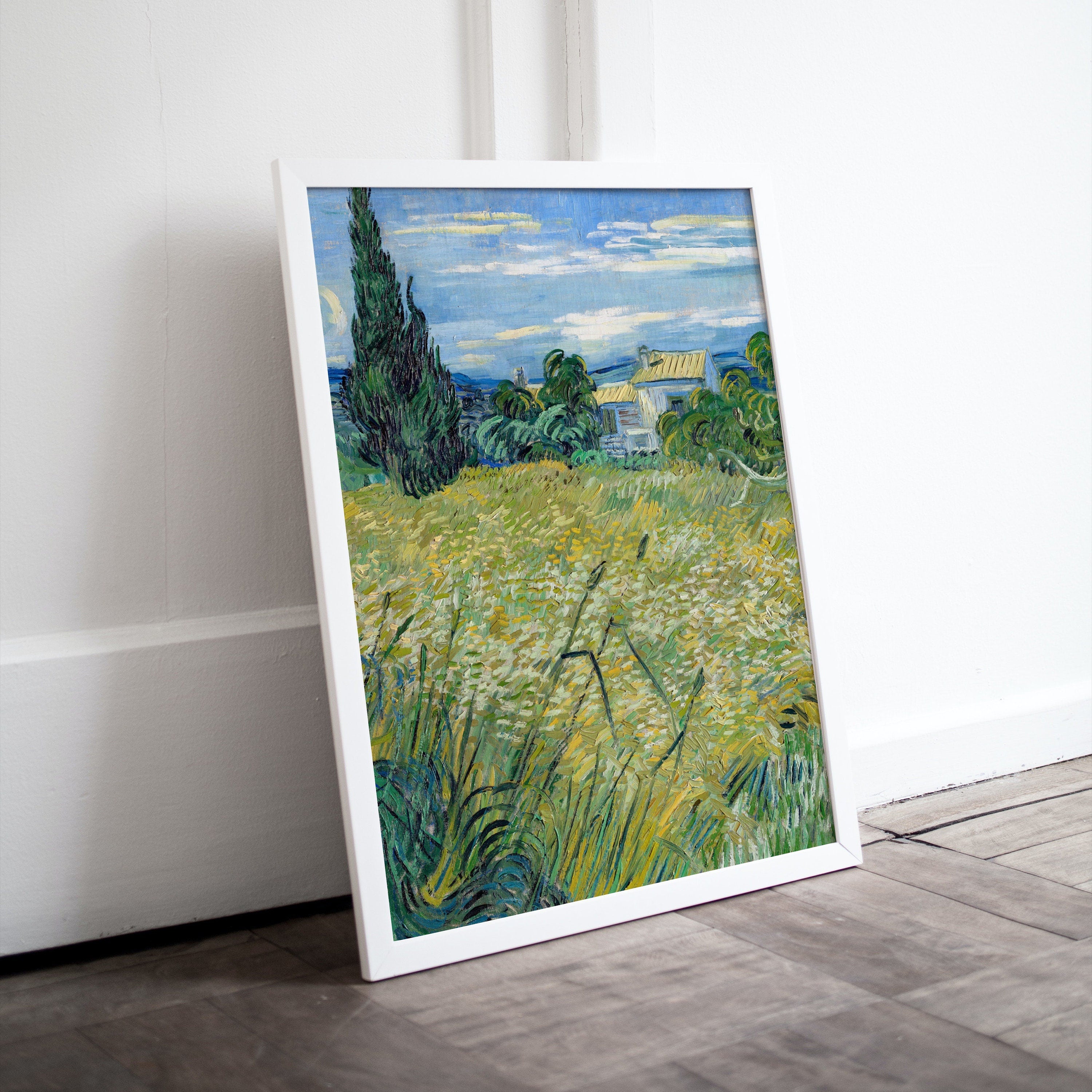 Wheat Field with Cypress Vincent van Gogh Green Printable Famous Art Print. Instant Download van Gogh Print Vintage Art Landscape Painting.