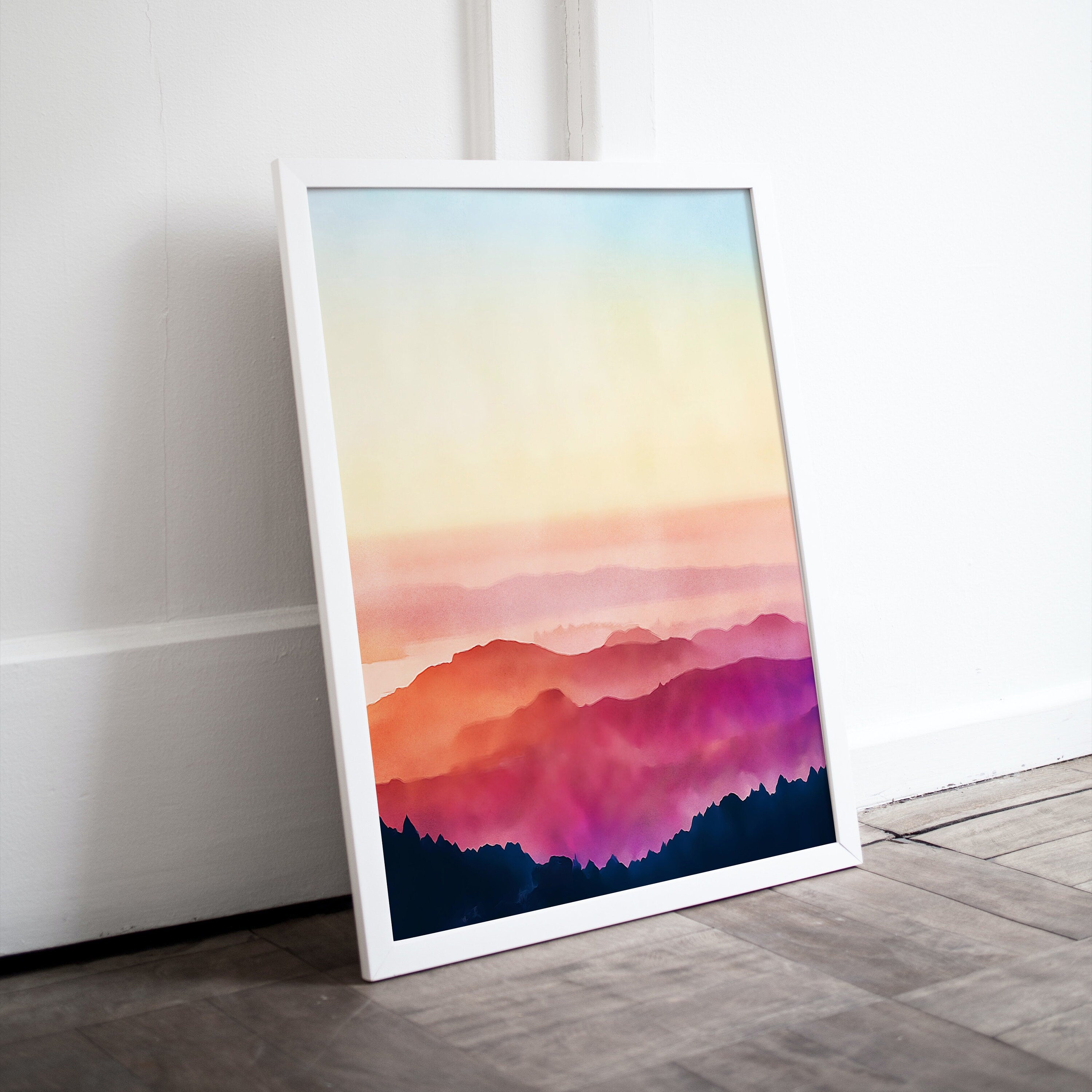 Abstract Evening in the Mountains Wall Art Digital Print. Abstract Print Instant Download Printable Wall Art Sunset Colors Minimalist Poster