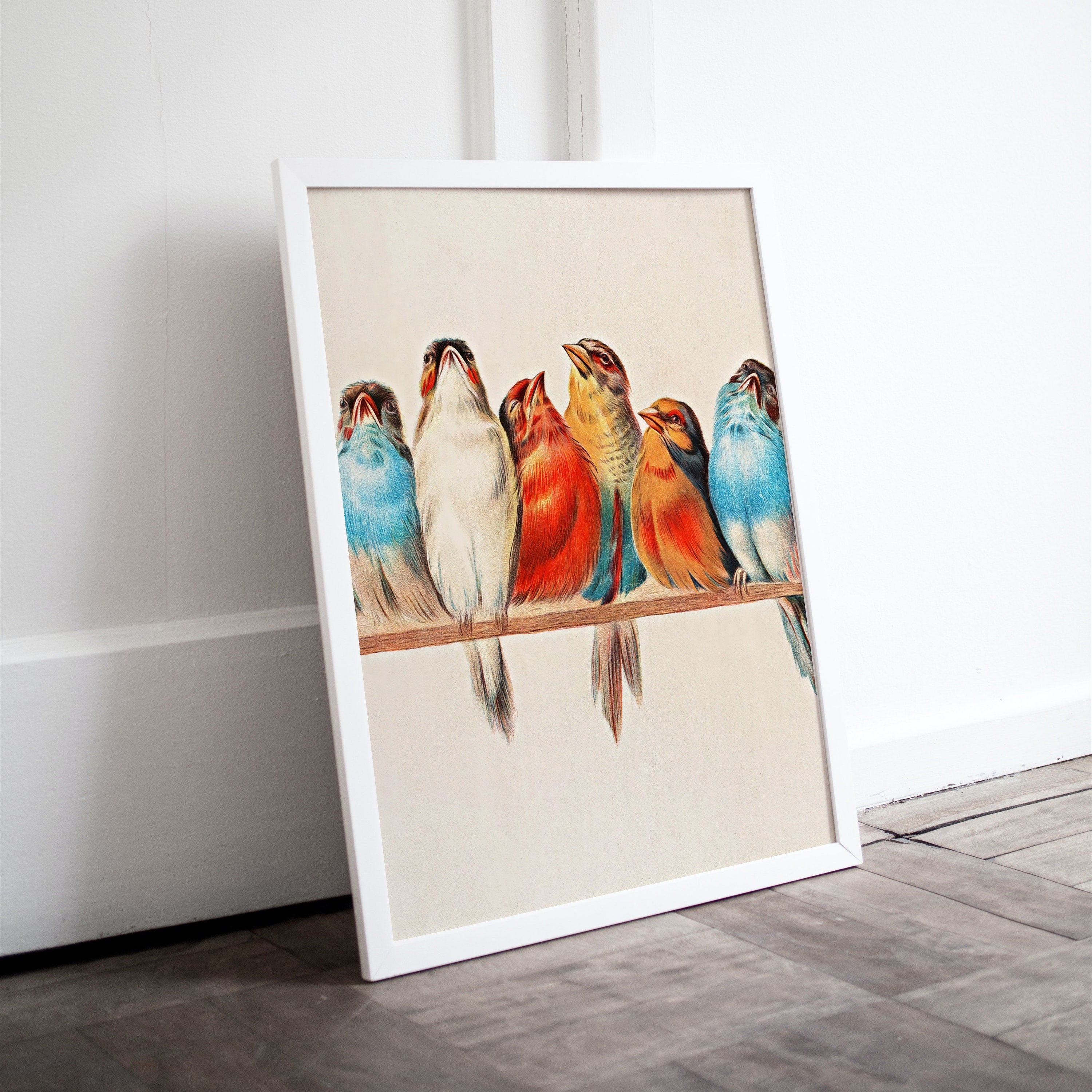 Vintage Birds Perched on Branch Painting. Instant Download Printable Wall Art. Bird Painting. Vertical Decor Wall Art Prints. Birds Poster – Printable Wall Art Digital Download – Digital Download