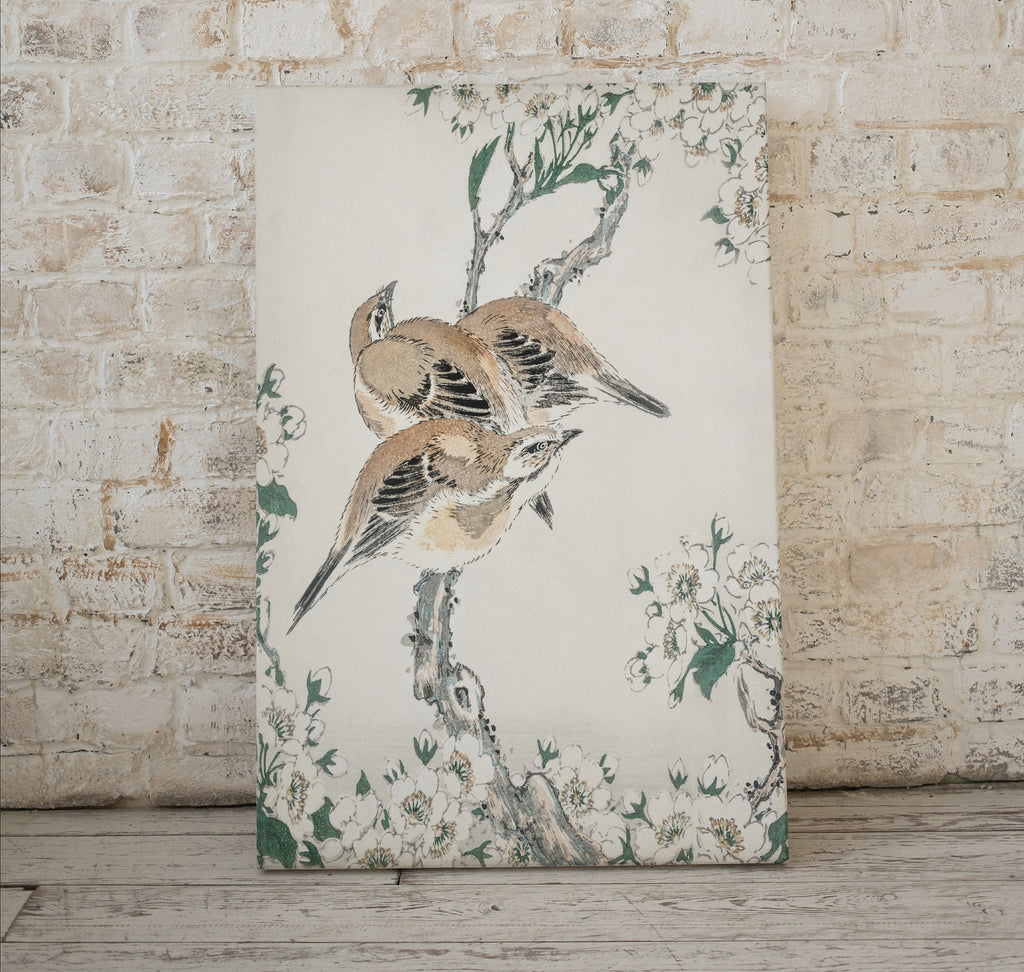 Vintage Meadow Bunting and Pear Flower Japanese Painting. Japanese Wall Art Printable Poster. 19th Century Japanese Birds Vintage Wall Art – Printable Wall Art Digital Download – Digital Download