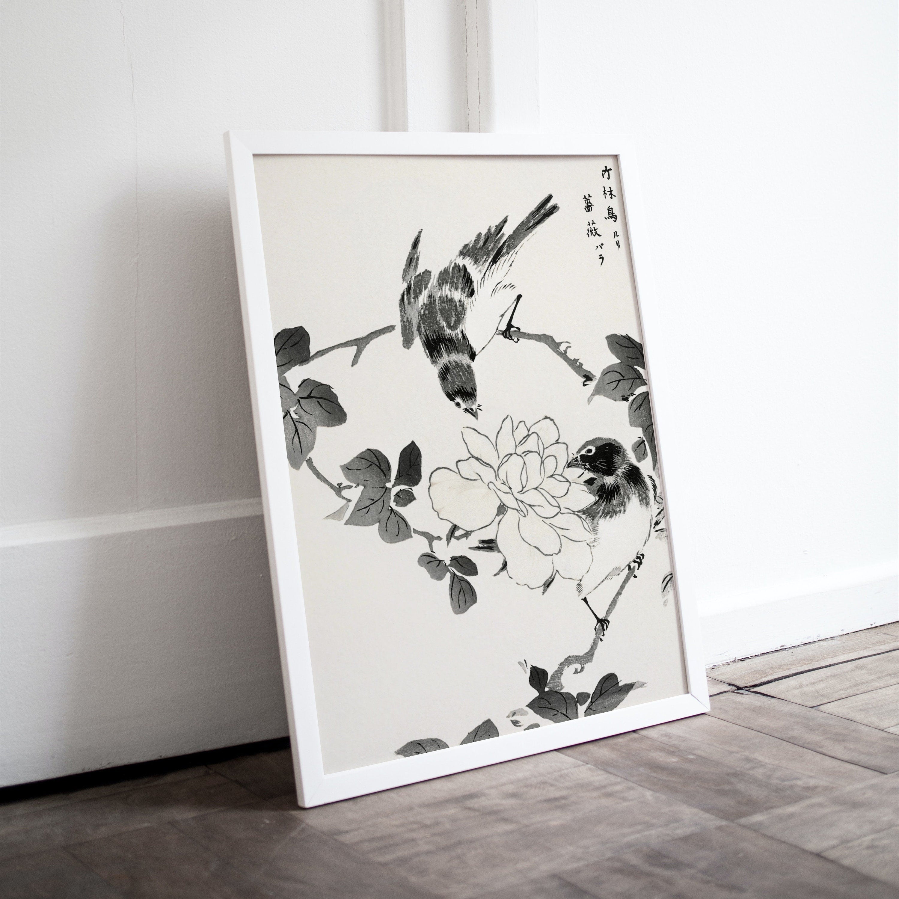 Vintage Robin Birds and Rose Japanese Painting. Japanese Wall Art Printable Poster. 19th Century Japanese Vintage Wall Art, Bird Asian Art – Printable Wall Art Digital Download – Digital Download