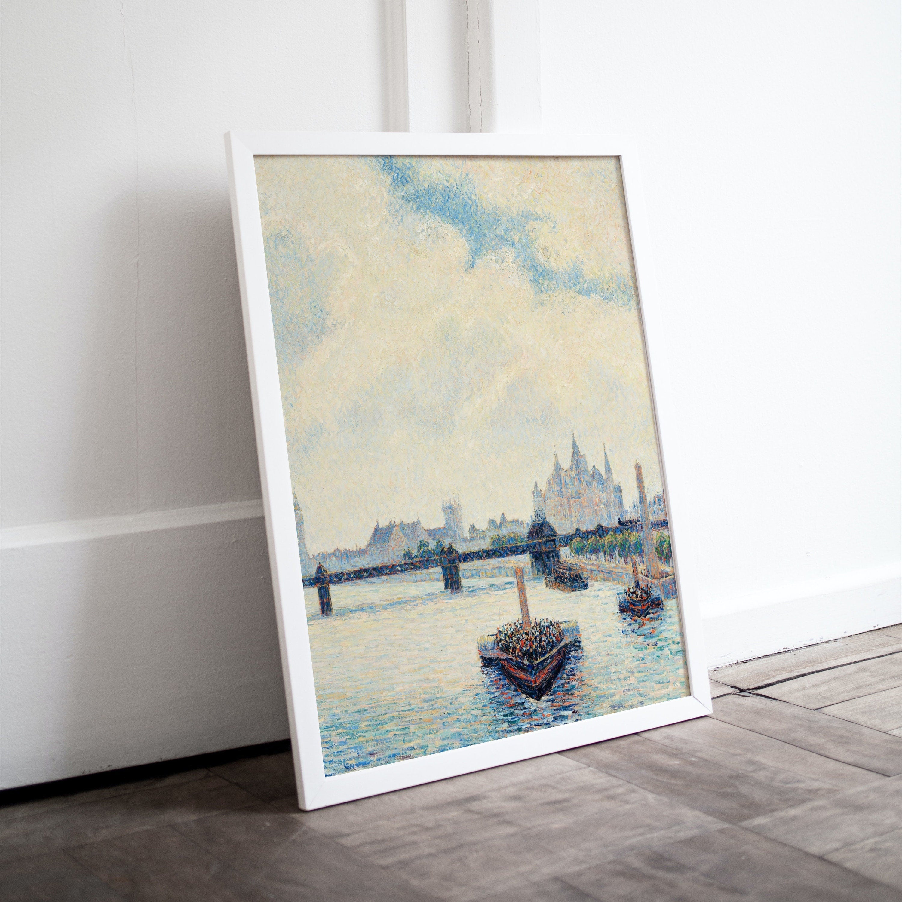 Charing Cross Bridge Vintage London Landscape Painting. Vertical Printable Wall Art. Home or Office Decor Print Digital Art Instant Download