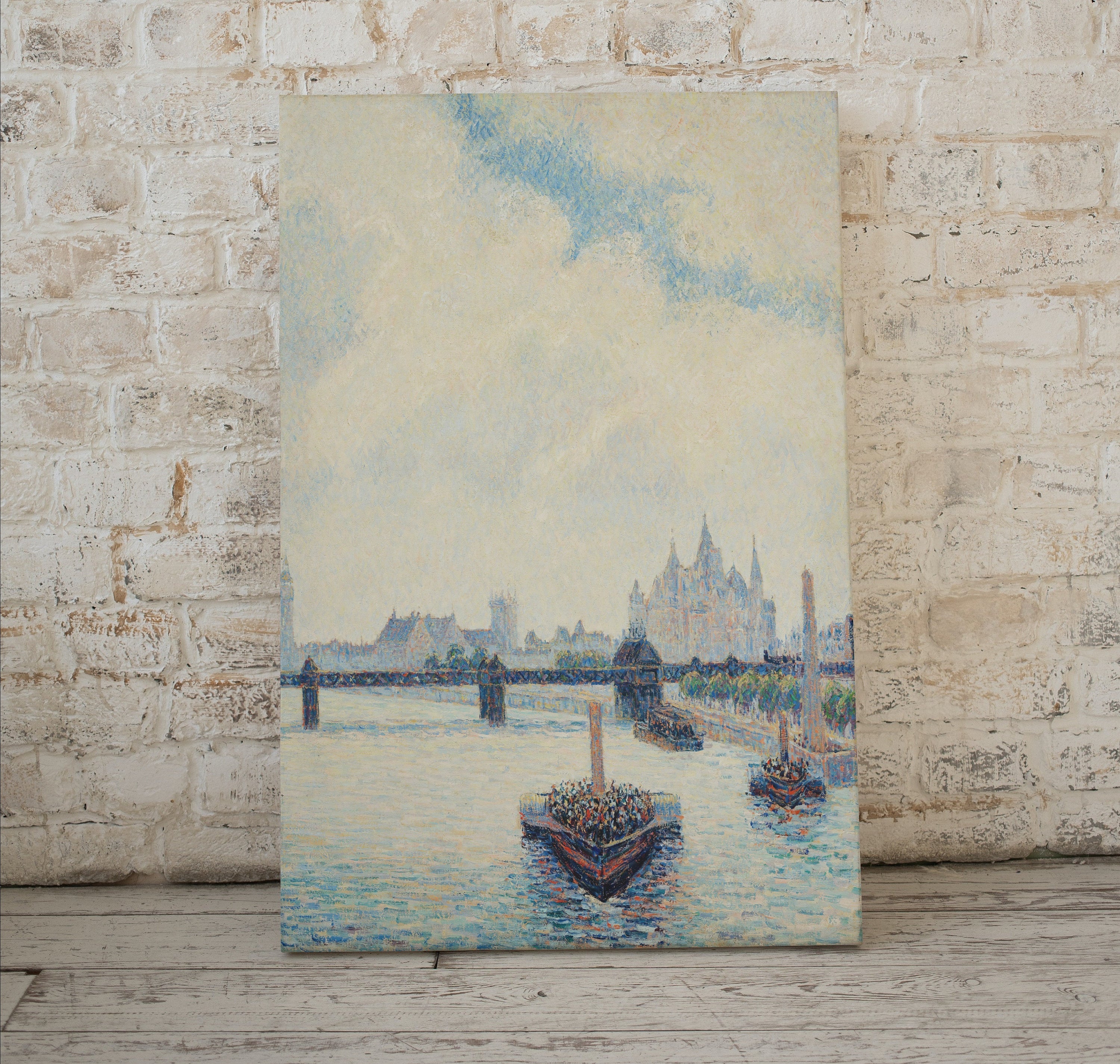 Charing Cross Bridge Vintage London Landscape Painting. Vertical Printable Wall Art. Home or Office Decor Print Digital Art Instant Download