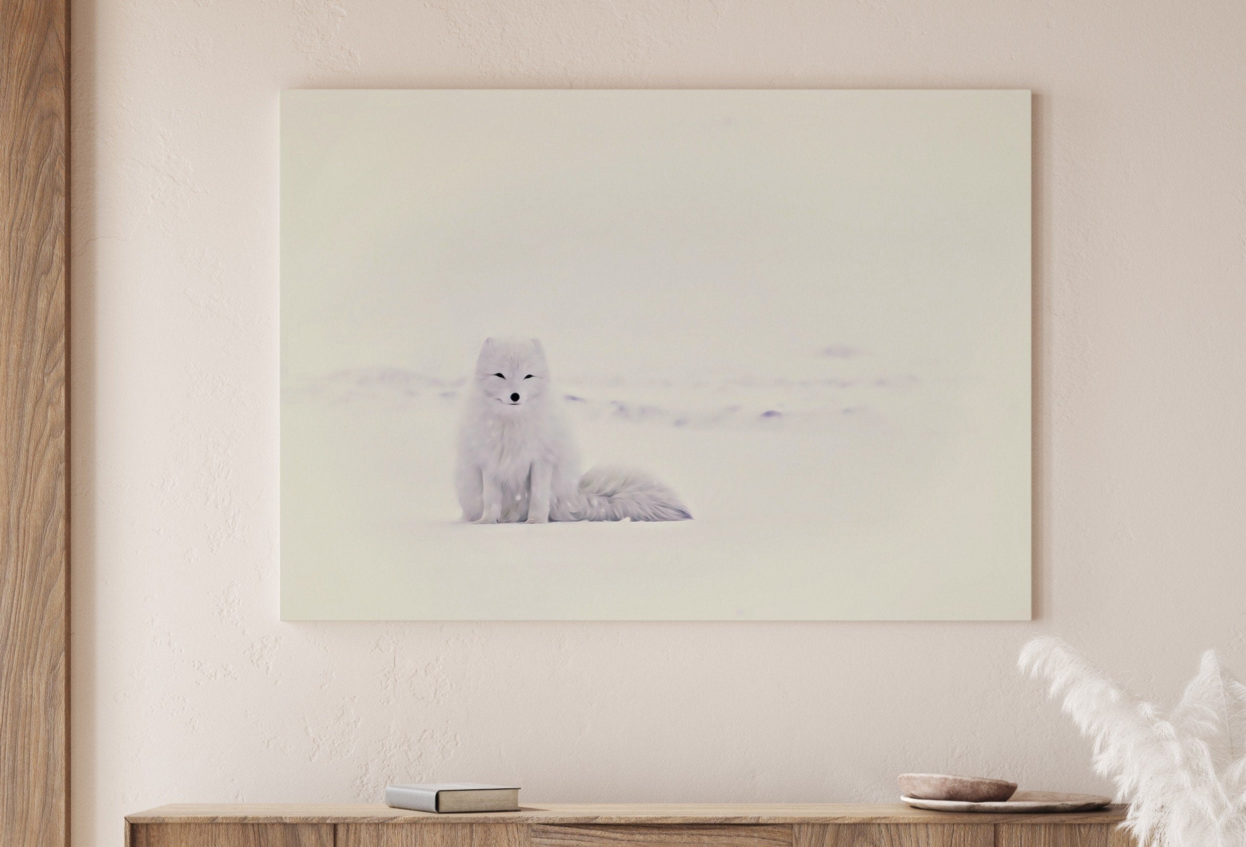 White Arctic Fox in Snow. Printable Wall Art. Digital Download Fox Wall Art Poster. Nature Print Digital Art. Instant Download Winter Decor