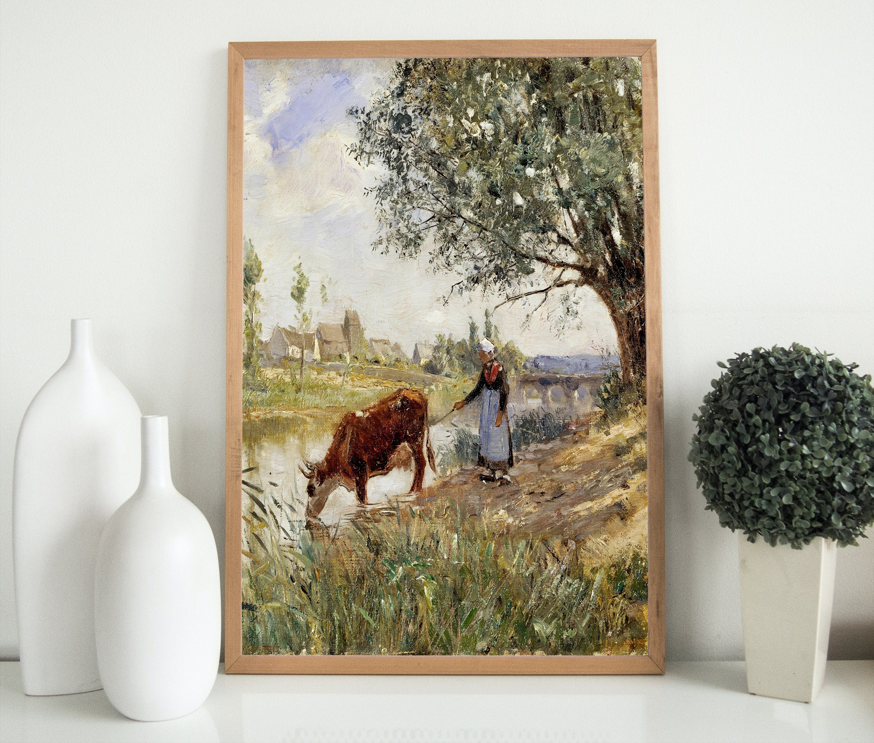 Countryside Landscape Printable Famous Painting Art Print. Instant Download Vintage Fine Art Print. Country Farmhouse Decor Digital Download