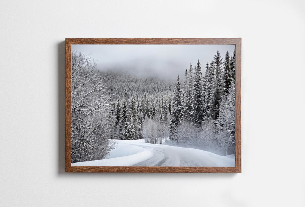 Winter Forest Trail Landscape Digital Painting. Printable Wall Art. Home or Office Decor. Nature Print Digital Winter Art. Instant Download