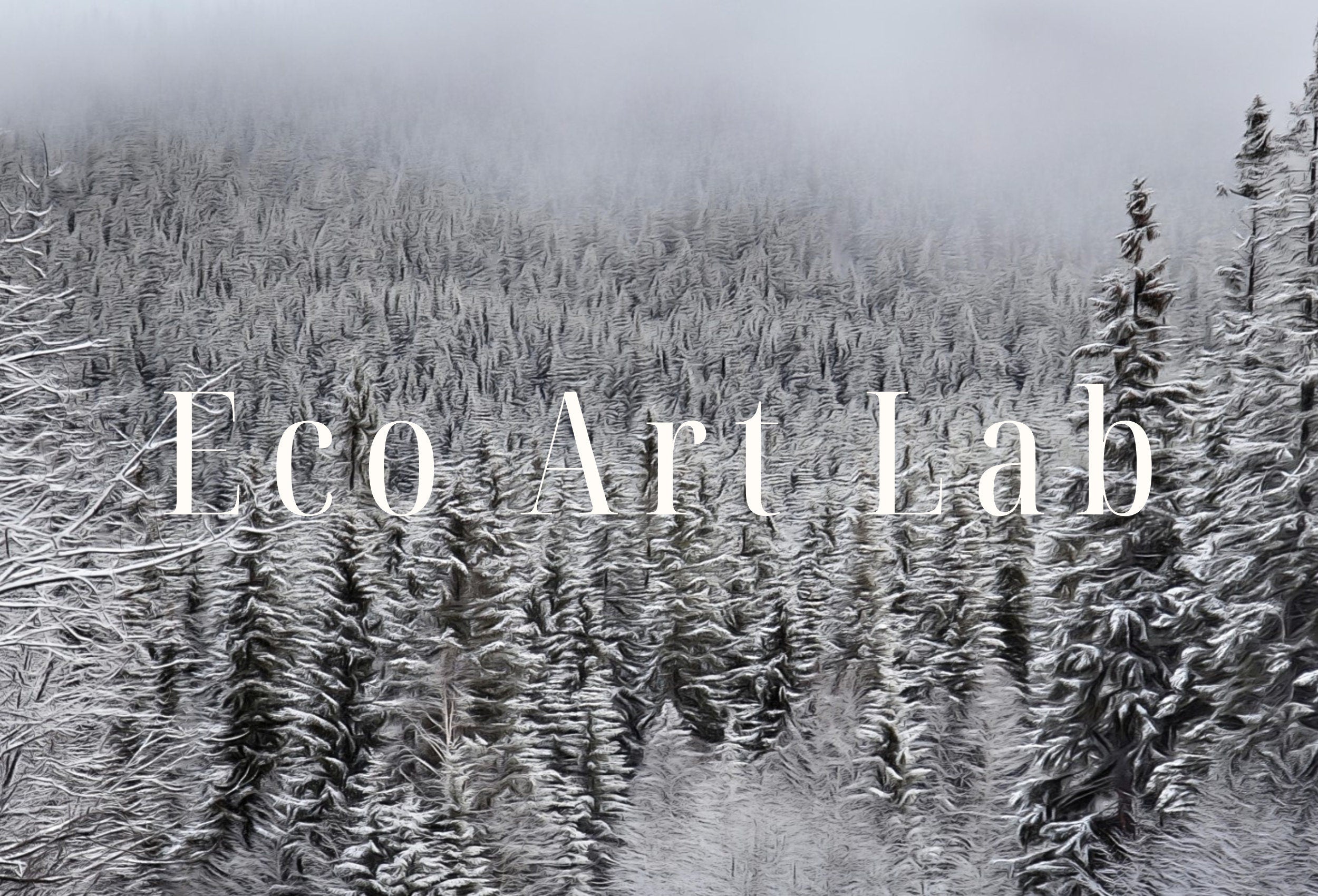 Winter Forest Trail Landscape Digital Painting. Printable Wall Art. Home or Office Decor. Nature Print Digital Winter Art. Instant Download