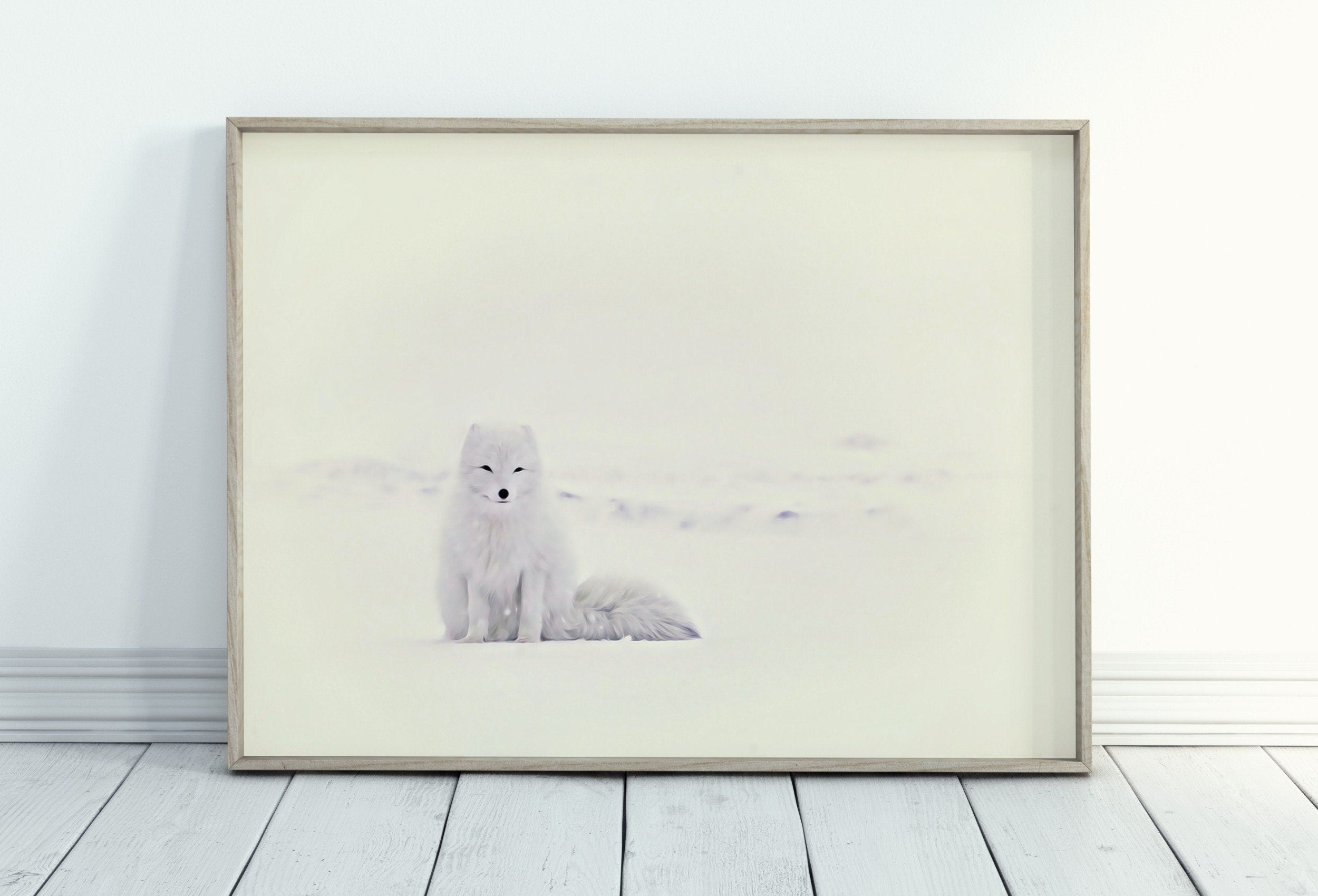 White Arctic Fox in Snow. Printable Wall Art. Digital Download Fox Wall Art Poster. Nature Print Digital Art. Instant Download Winter Decor
