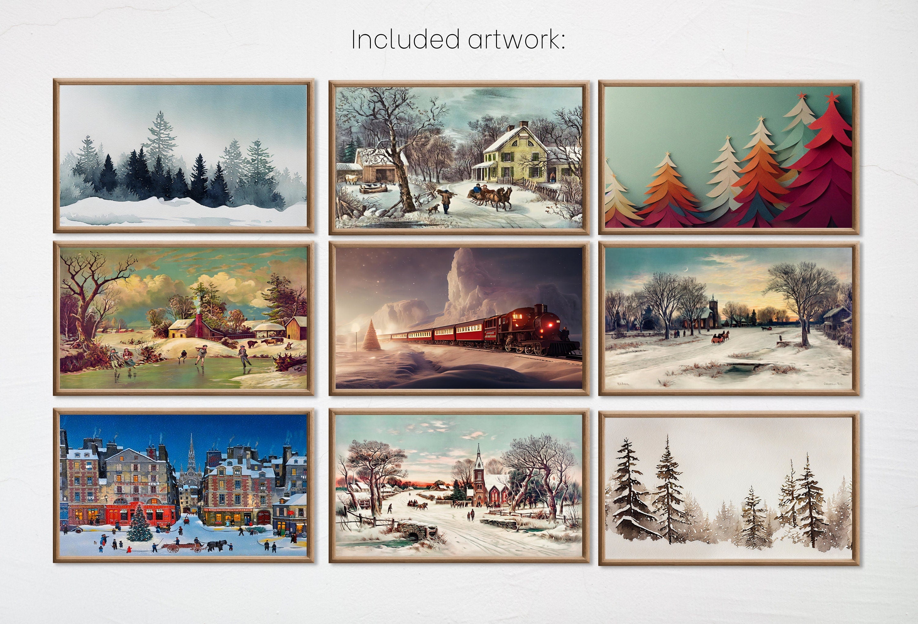 Set of 15 Samsung Frame TV 4K Art. Christmas Landscapes Winter Art Digital Collection. Holiday Decor Art Set. Instant Download Frame TV Art