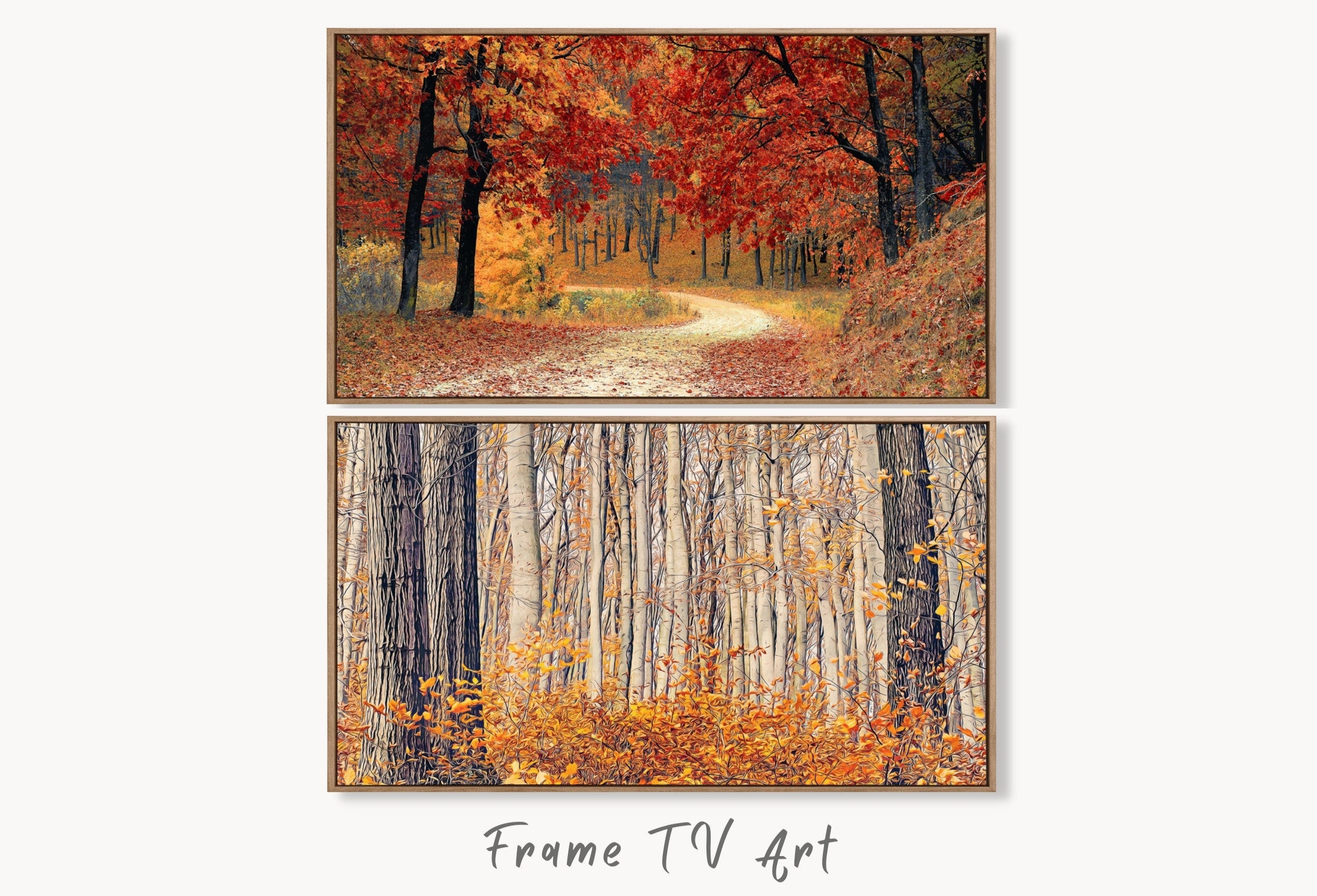 Samsung Frame TV Art 4K Forests in the Fall Landscape Digital Paintings Set of 2. Instant Download. Nature Fall Art for the Samsung Frame TV