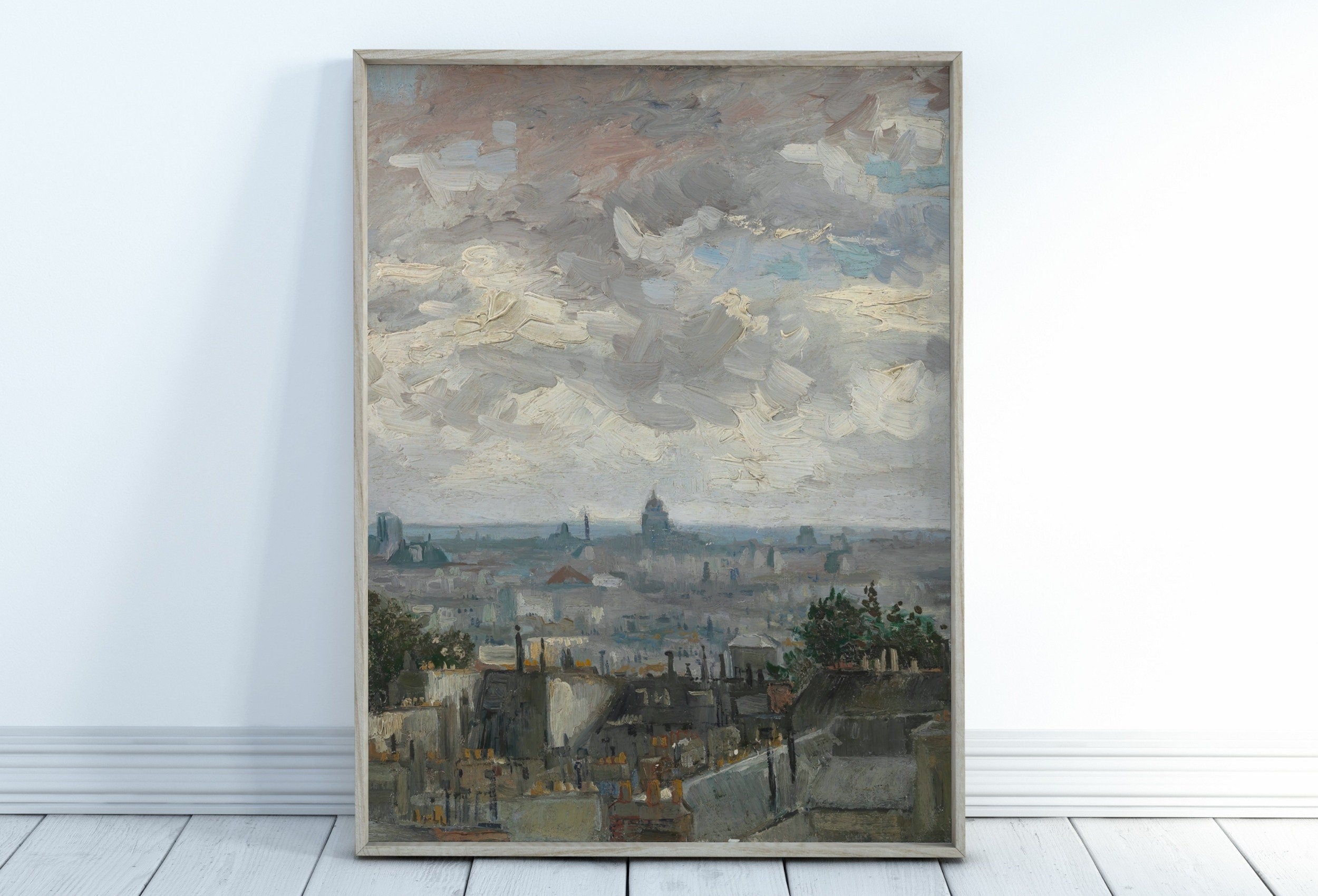 View of Paris Vincent van Gogh Printable Famous Oil Painting. Instant Download van Gogh Print European Landscape Vintage Wall Decor Fine Art