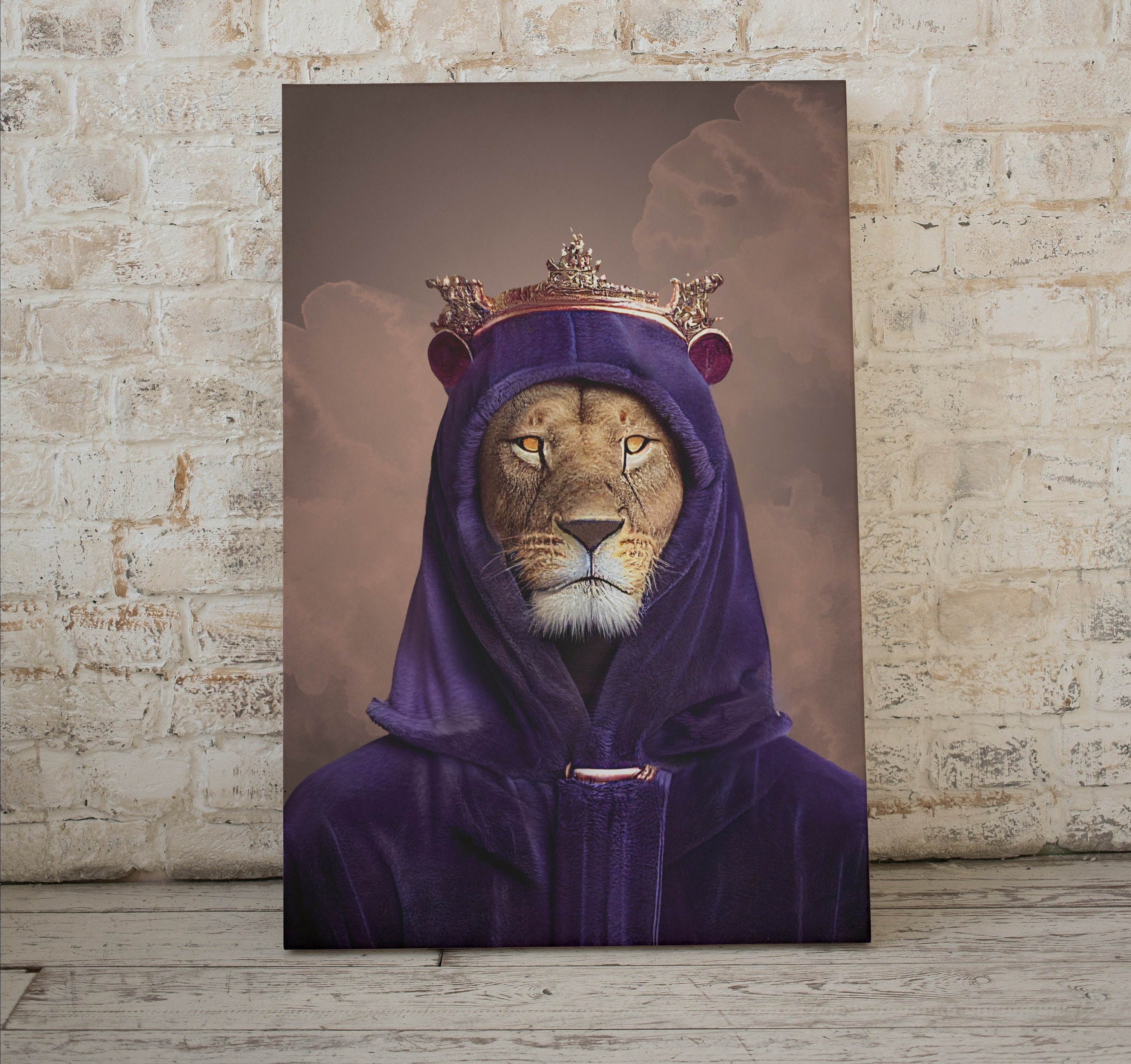 Original King Lion Digital Art Print. Printable Wall Art. Modern Lion Artwork. Instant Download. Contemporary Animal Poster. Lion Portrait