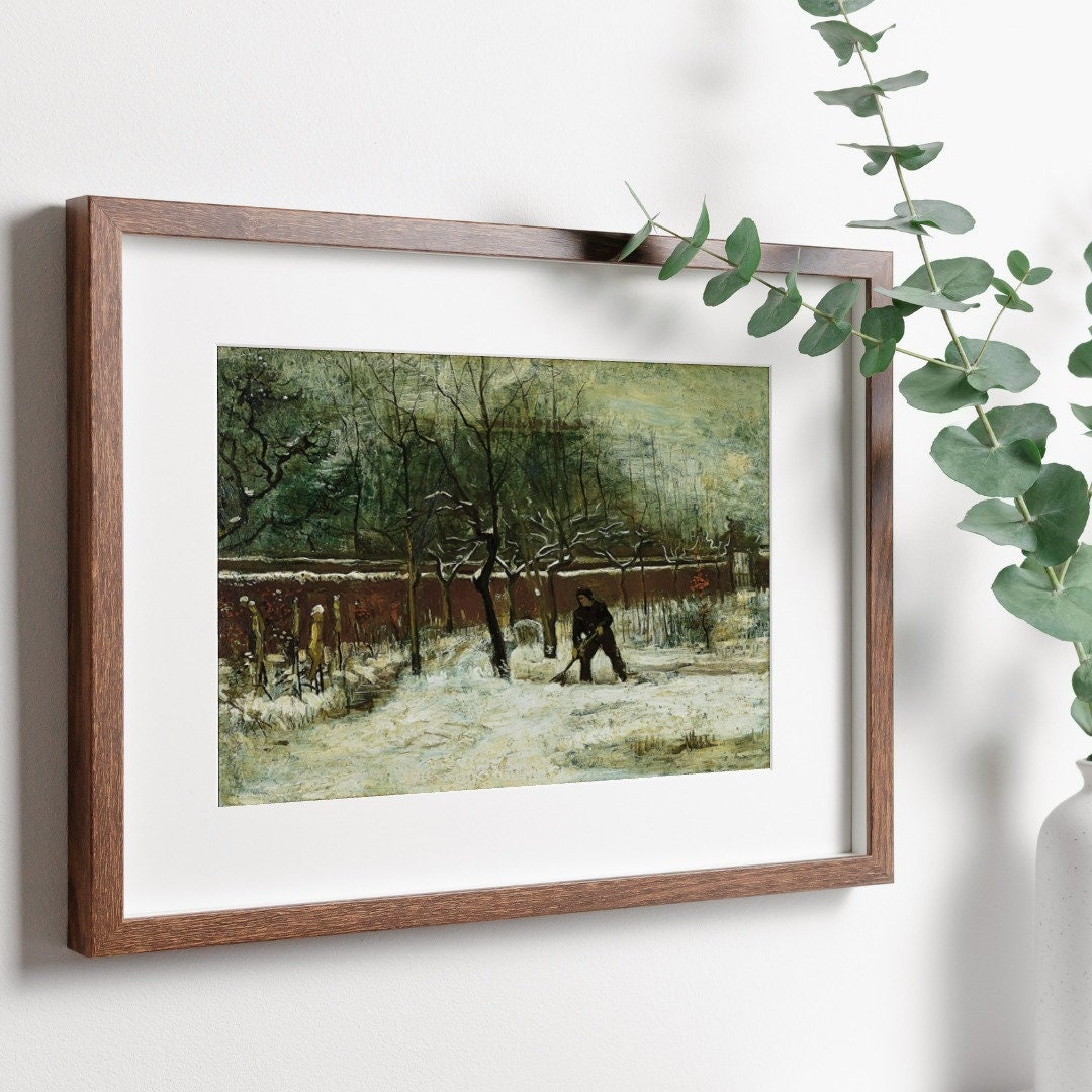 Vicarage Garden Under Snow by Vincent van Gogh. Printable Famous Art Print. Instant Download van Gogh Print Vintage Painting. Fine Art Print