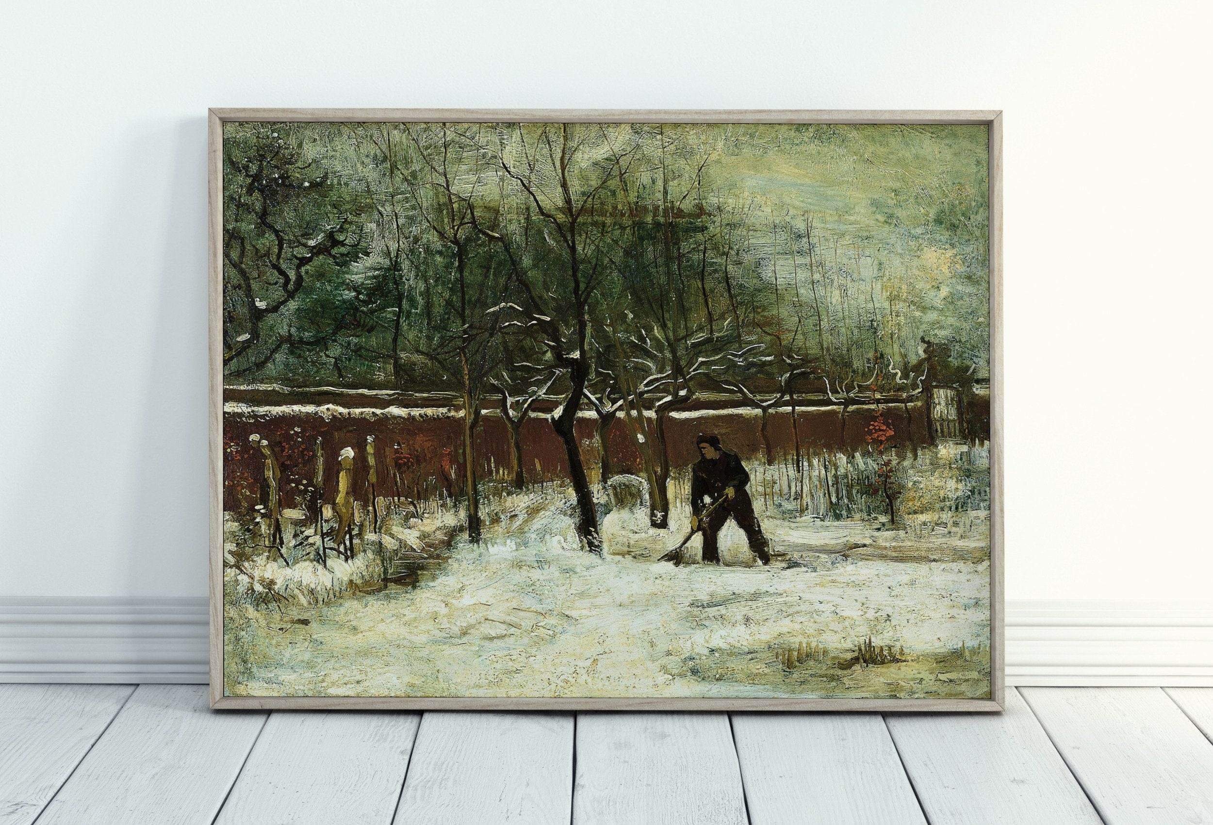 Vicarage Garden Under Snow by Vincent van Gogh. Printable Famous Art Print. Instant Download van Gogh Print Vintage Painting. Fine Art Print