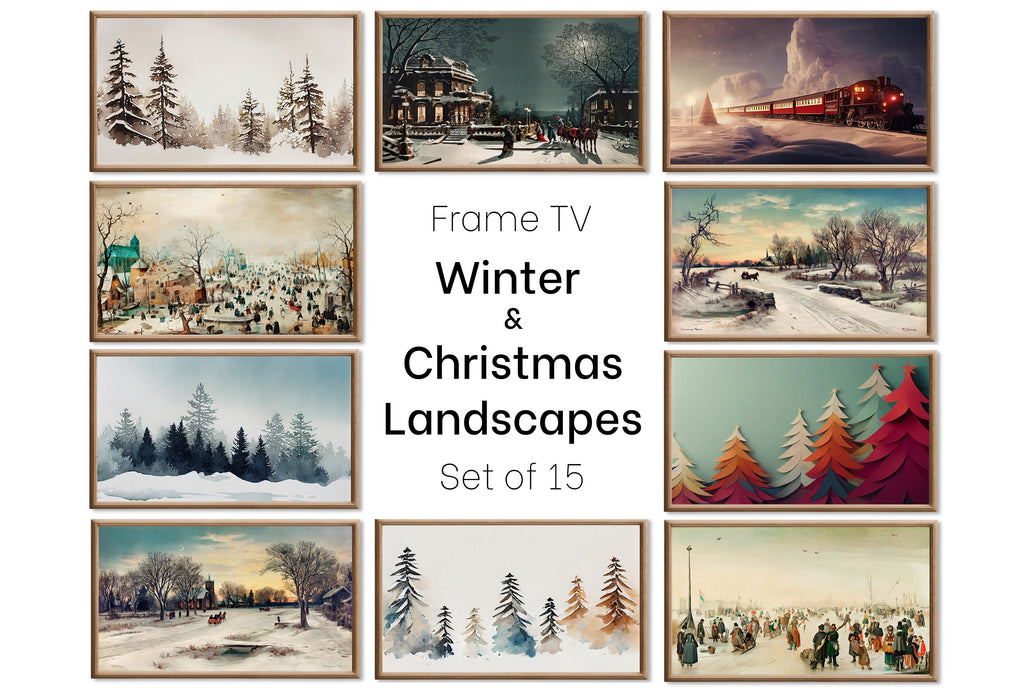 Set of 15 Samsung Frame TV 4K Art. Christmas Landscapes Winter Art Digital Collection. Holiday Decor Art Set. Instant Download Frame TV Art