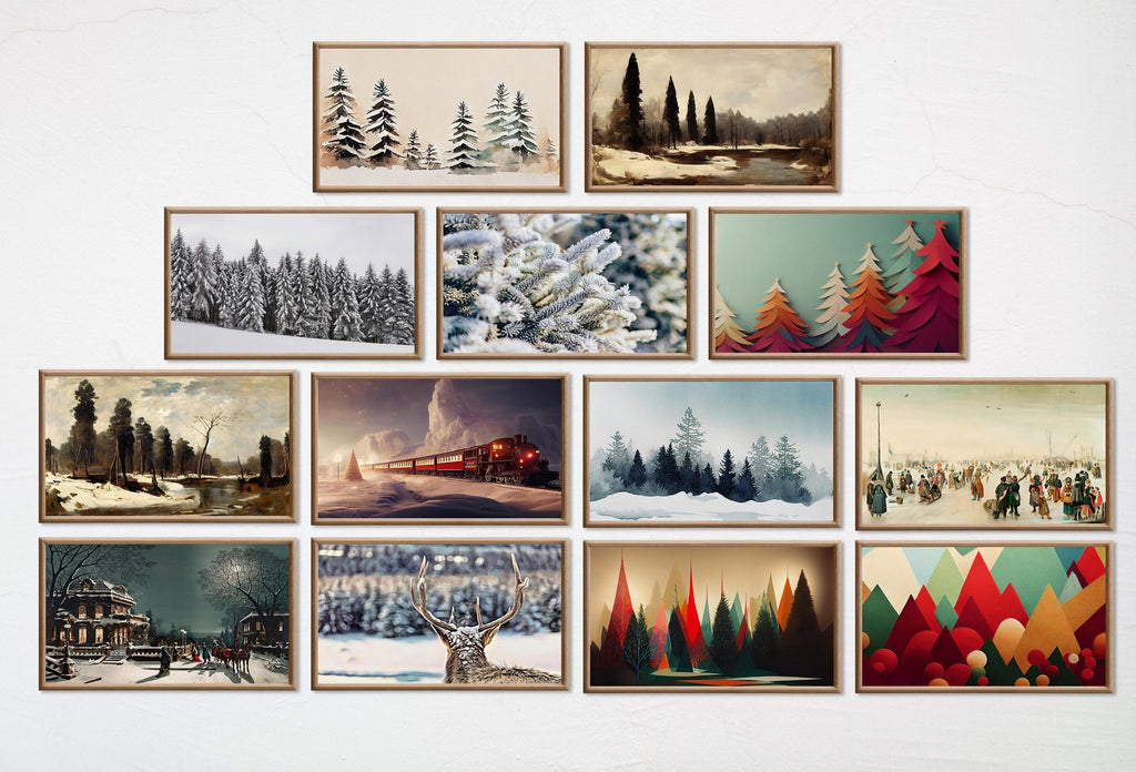 Set of 25 Samsung Frame TV 4K Art. Christmas & Winter Landscapes Digital Art Collection. Holiday Decor Art Set Instant Download Frame TV Art