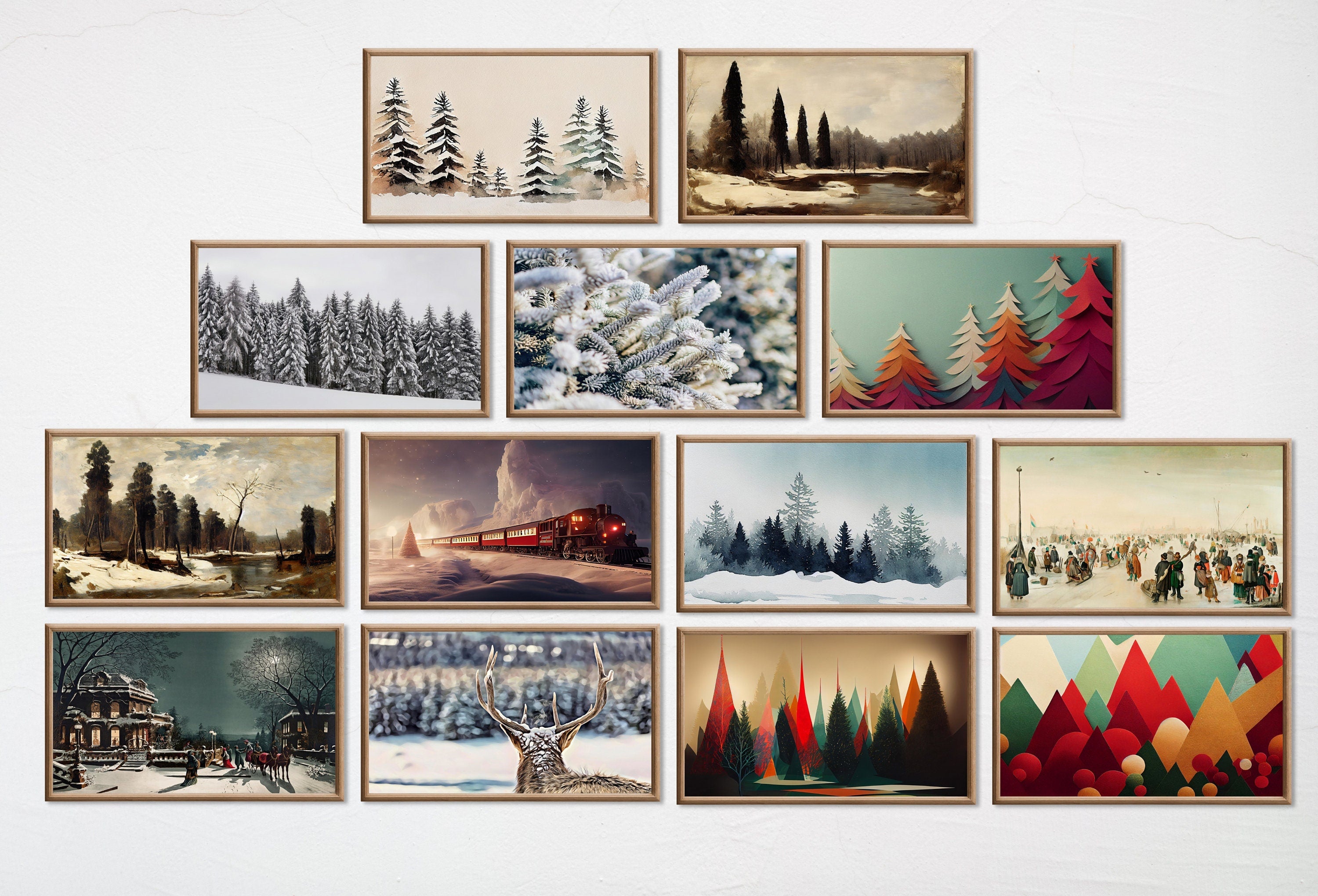 Set of 25 Samsung Frame TV 4K Art. Christmas & Winter Landscapes Digital Art Collection. Holiday Decor Art Set Instant Download Frame TV Art