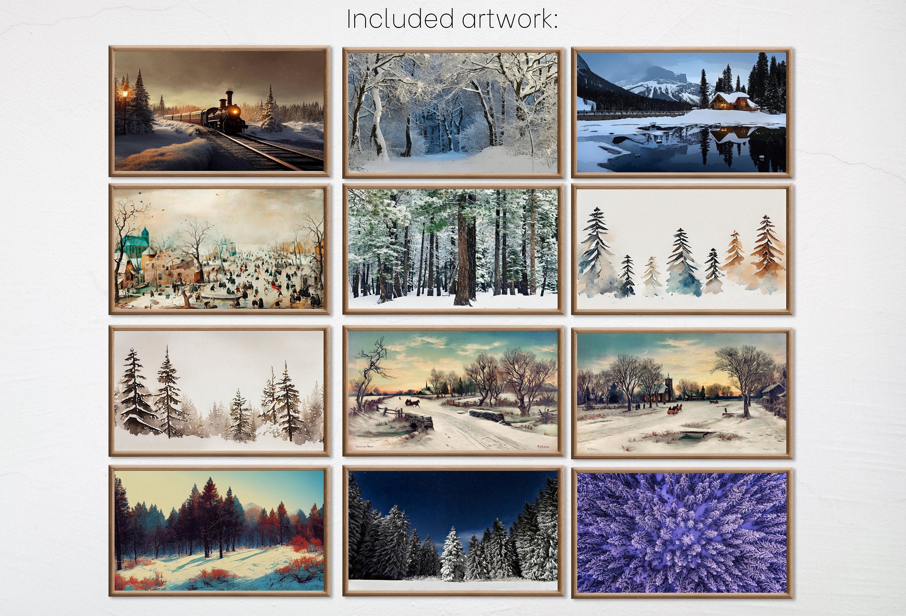 Set of 25 Samsung Frame TV 4K Art. Christmas & Winter Landscapes Digital Art Collection. Holiday Decor Art Set Instant Download Frame TV Art