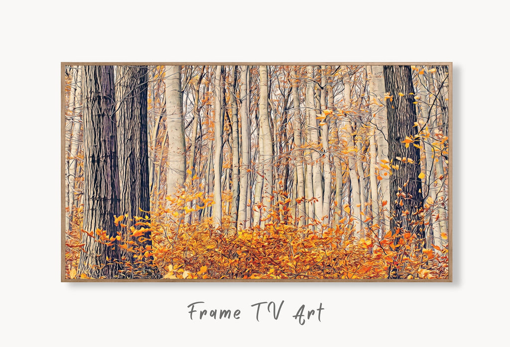 Samsung Frame TV Art 4K Forests in the Fall Landscape Digital Paintings Set of 2. Instant Download. Nature Fall Art for the Samsung Frame TV
