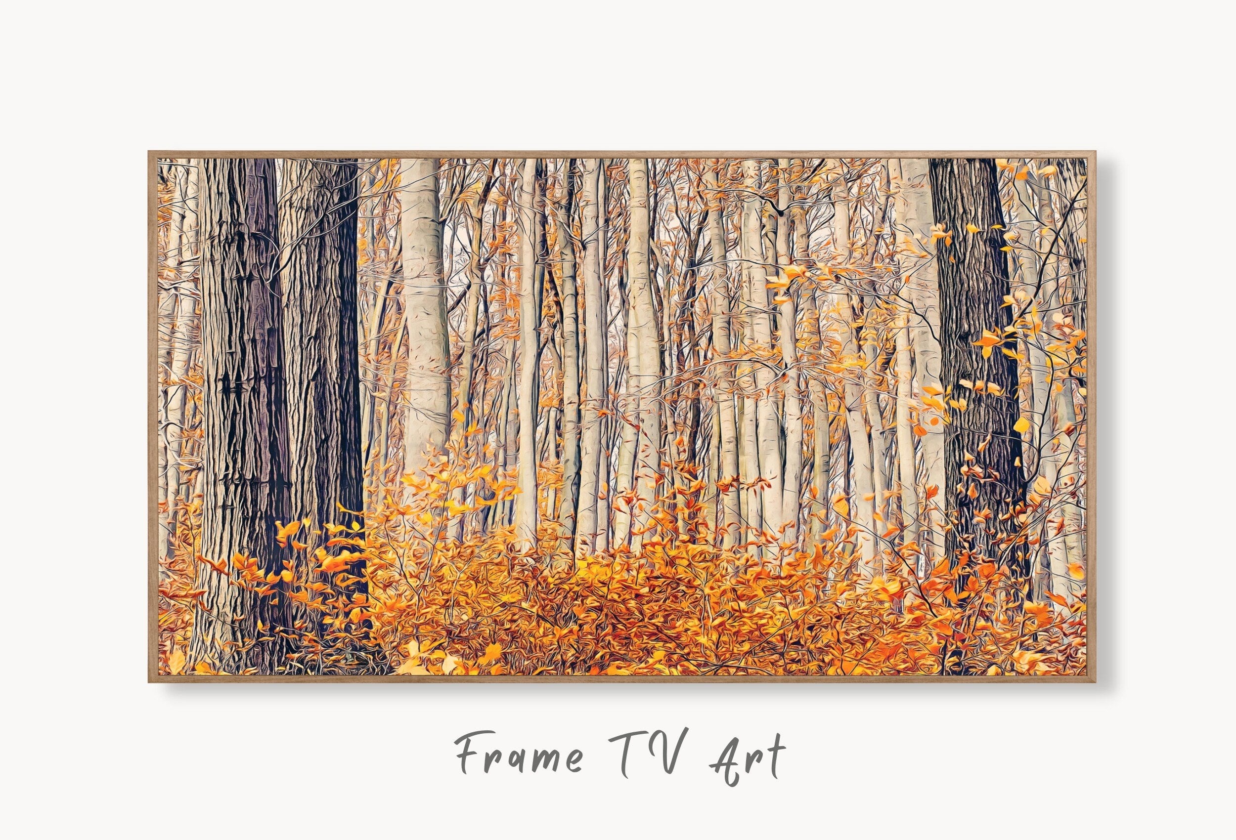 Samsung Frame TV Art 4K Forests in the Fall Landscape Digital Paintings Set of 2. Instant Download. Nature Fall Art for the Samsung Frame TV