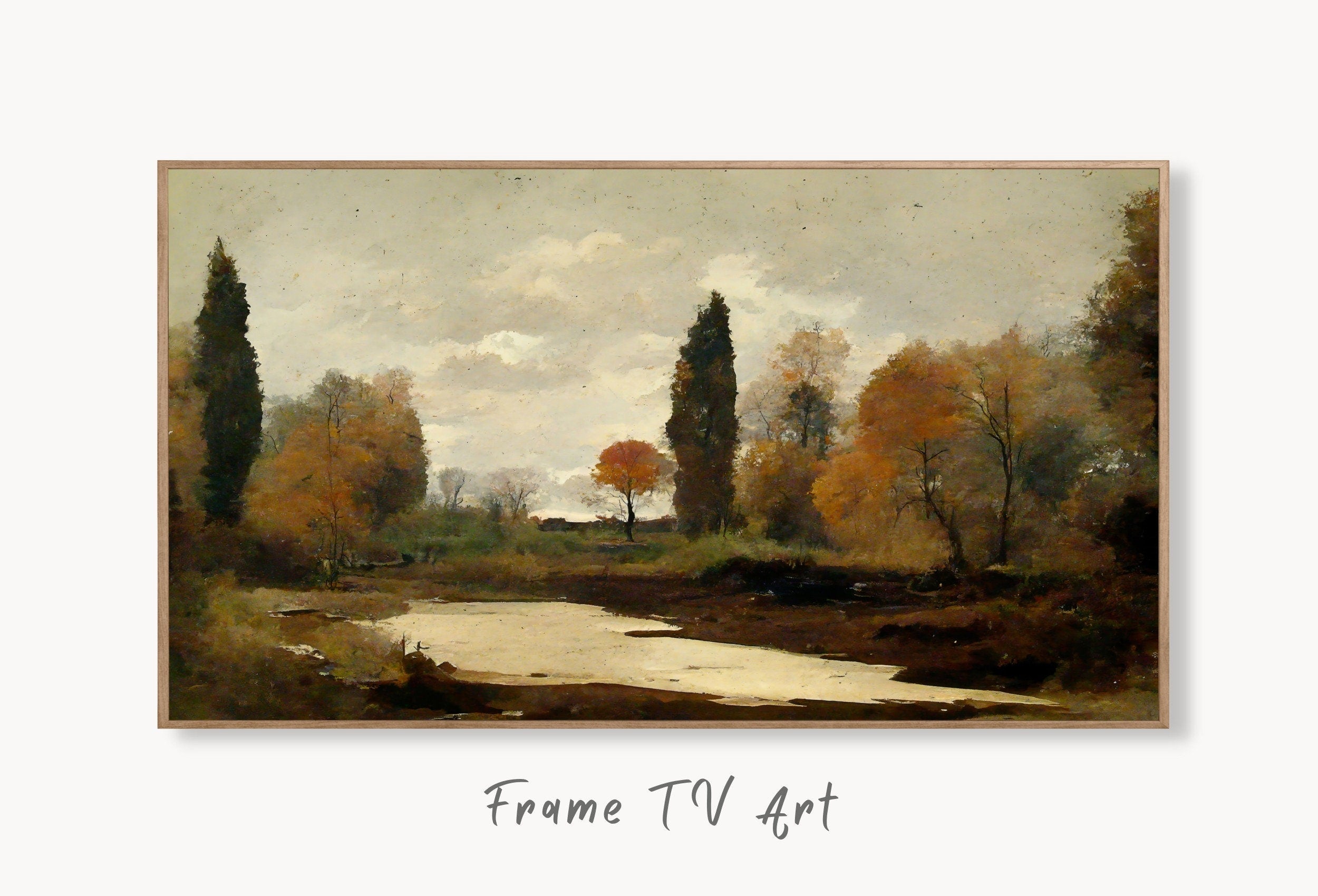 Samsung Frame TV Art 4K Rustic Autumn Landscape Digital Paintings Set of 3. Instant Download Muted Fall Art for Samsung Frame TV. Art for TV