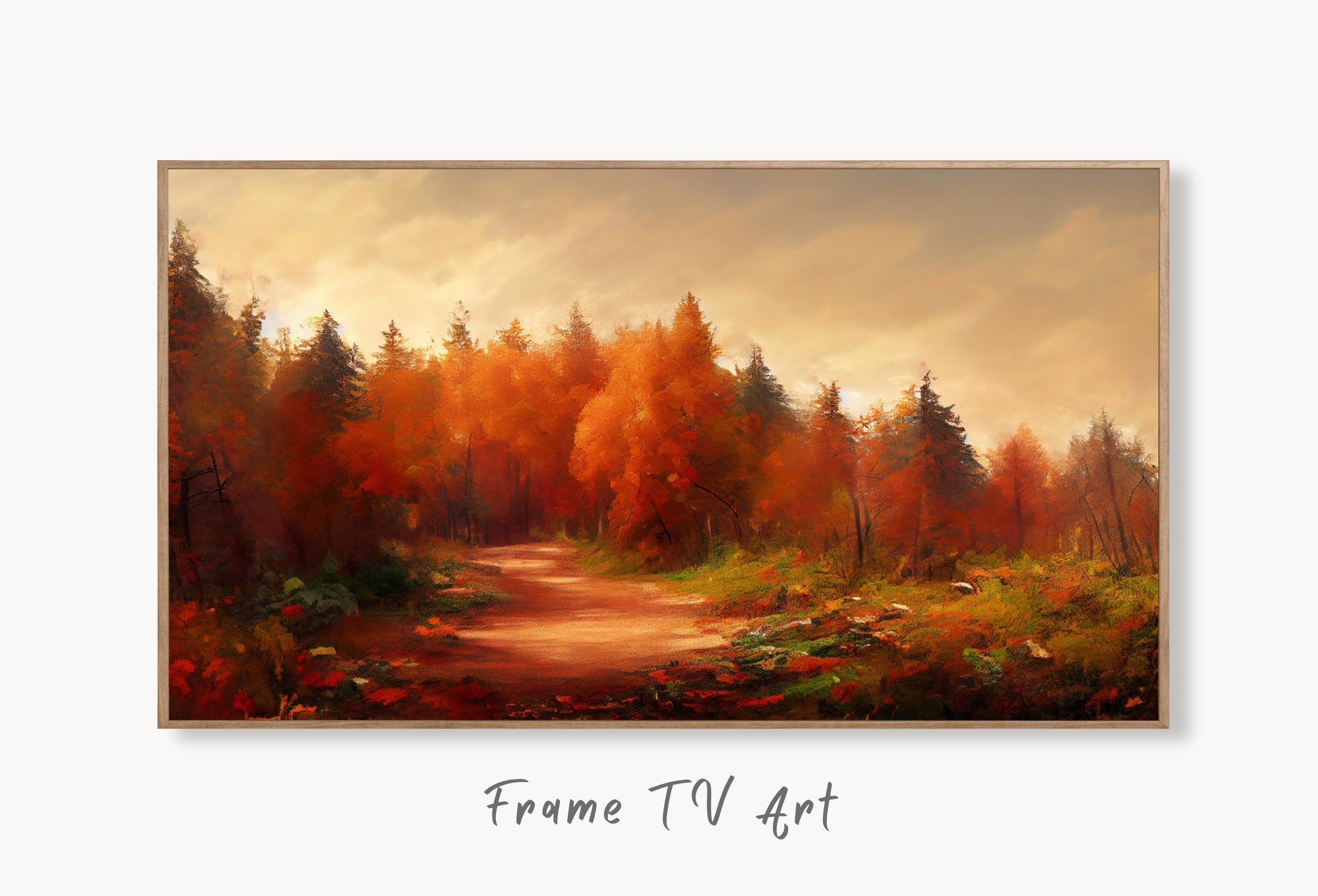 Samsung Frame TV Art 4K Rustic Autumn Landscape Digital Paintings Set of 3. Instant Download Muted Fall Art for Samsung Frame TV. Art for TV