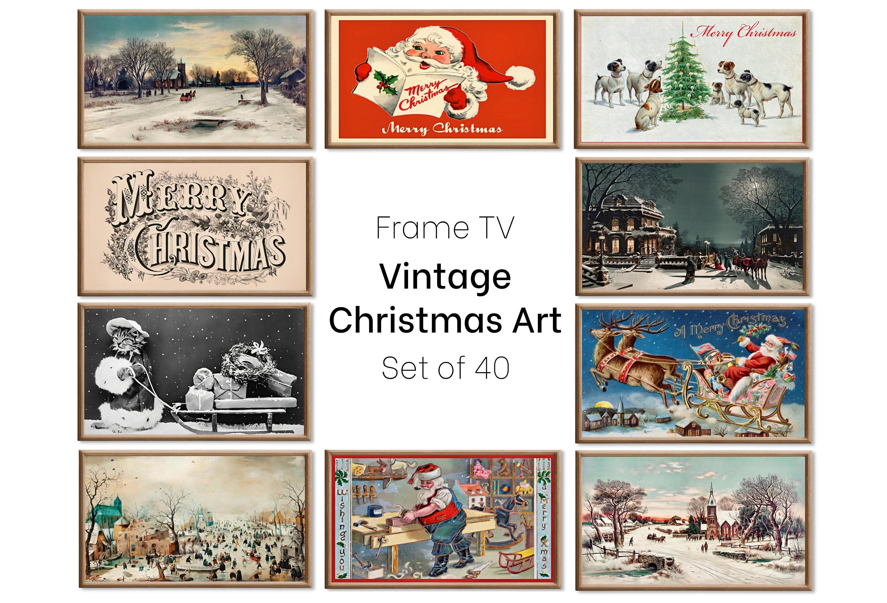Set of 40 Samsung Frame TV 4K Art. Vintage Christmas Art Digital Collection. Christmas Wall Decor TV Art Set. Instant Download Frame TV Art