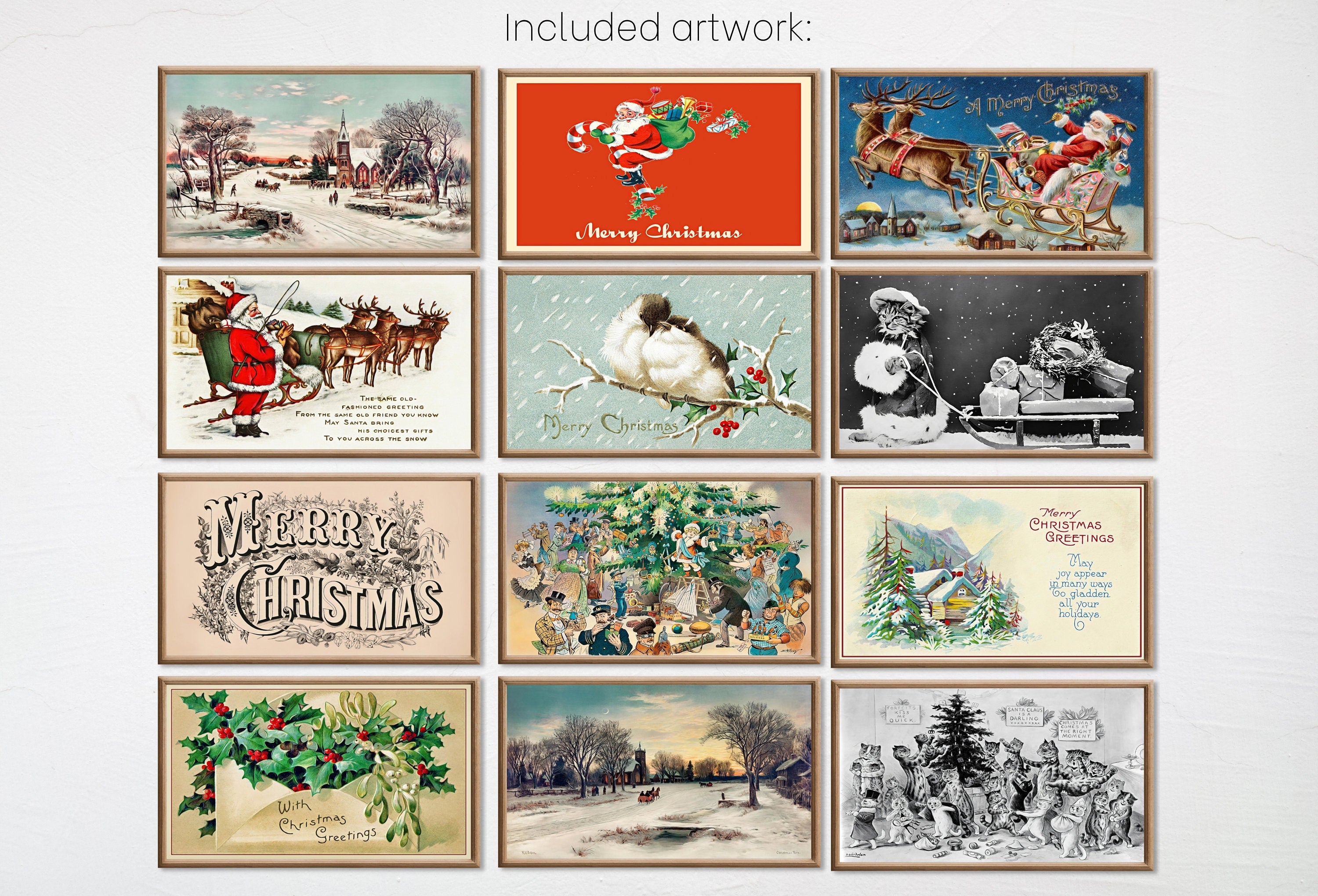 Set of 25 Samsung Frame TV 4K Art. Vintage Christmas Art Digital Collection. Christmas Wall Decor TV Art Set. Instant Download Frame TV Art