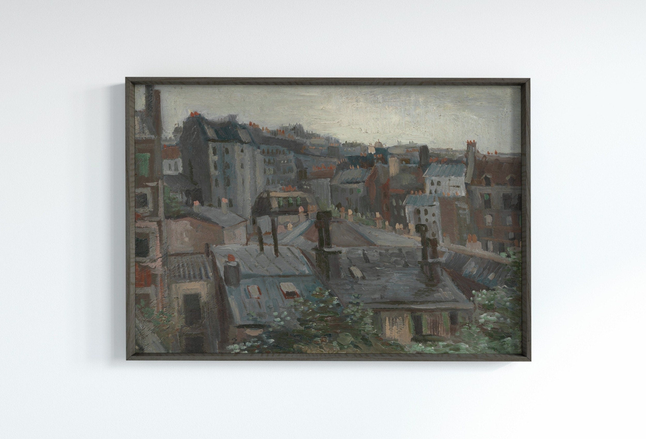 Vincent van Gogh View from Vincent's Studio. Famous Printable Oil Painting. Instant Download. van Gogh Paris Cityscape Vintage Fine Art