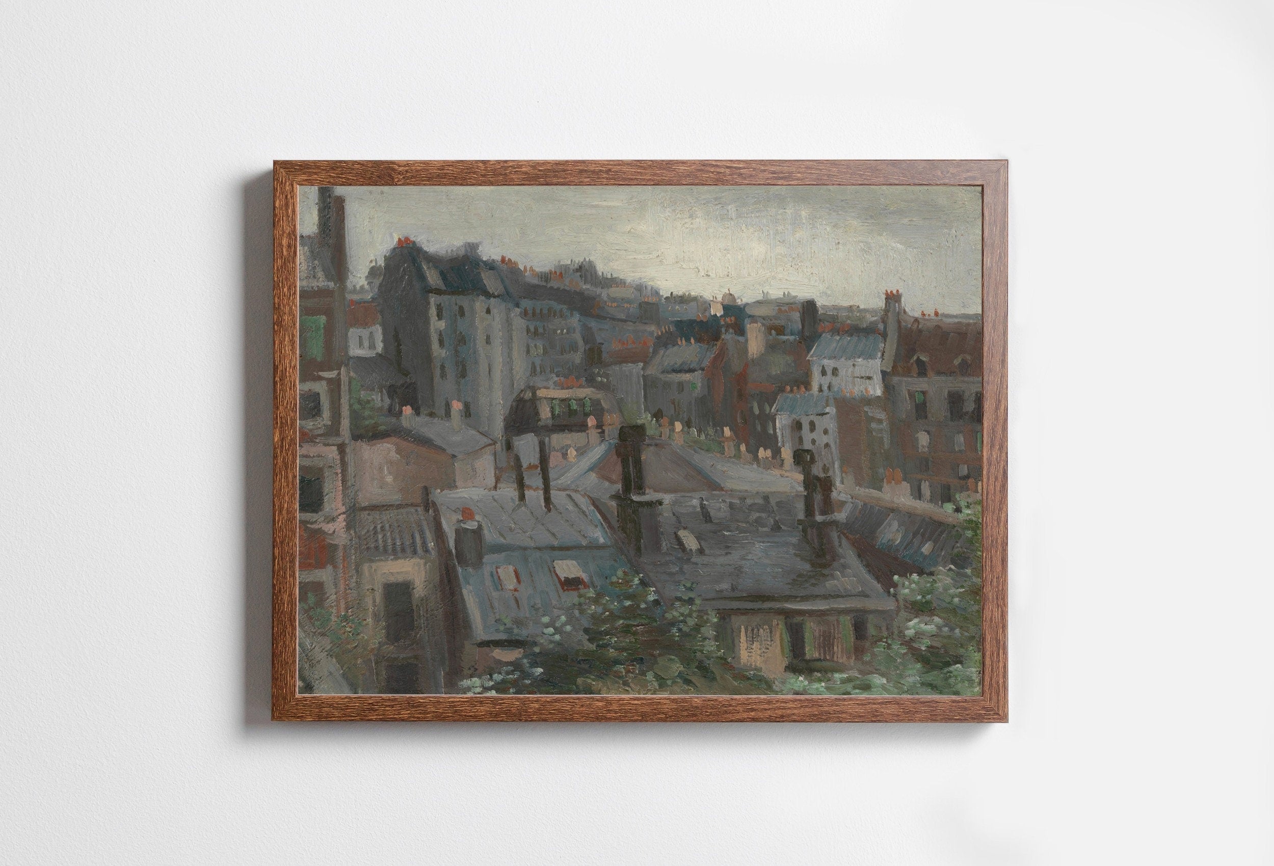 Vincent van Gogh View from Vincent's Studio. Famous Printable Oil Painting. Instant Download. van Gogh Paris Cityscape Vintage Fine Art