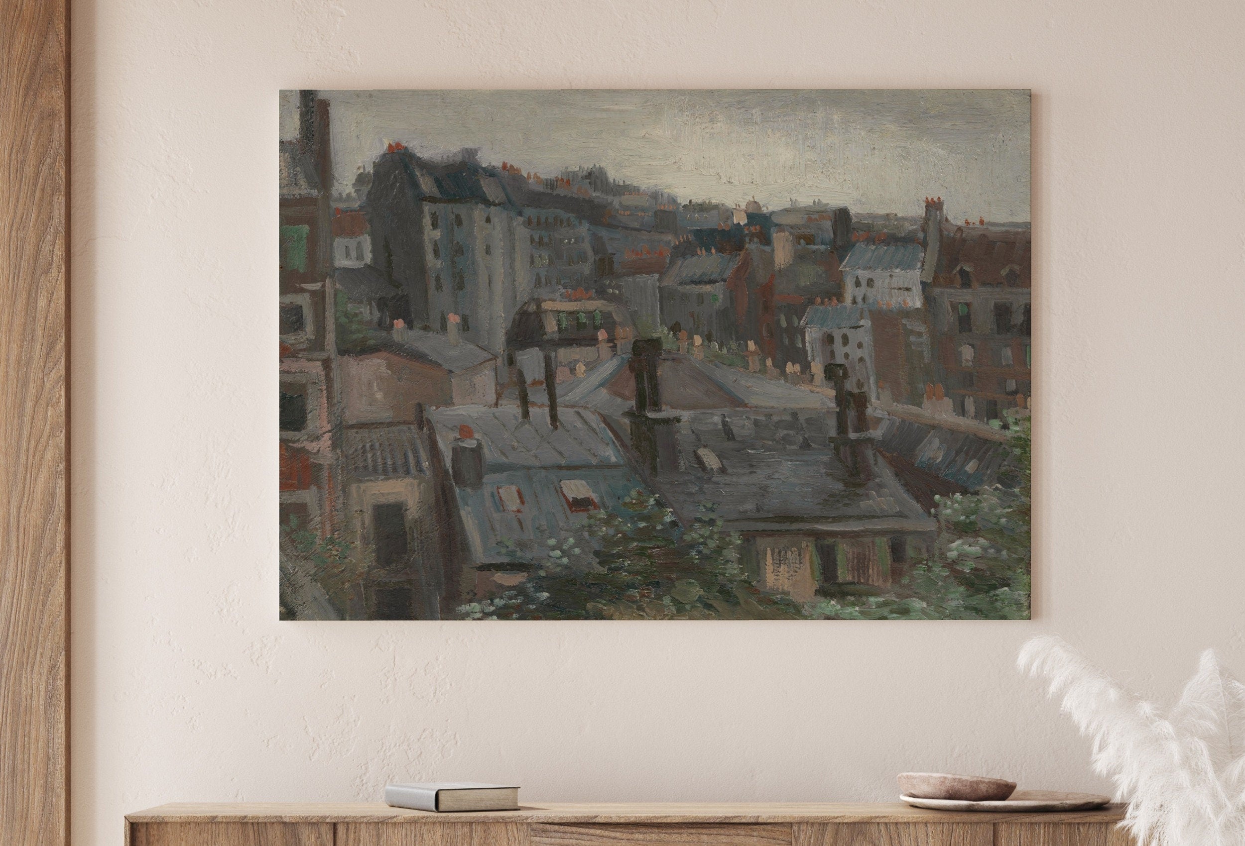 Vincent van Gogh View from Vincent's Studio. Famous Printable Oil Painting. Instant Download. van Gogh Paris Cityscape Vintage Fine Art