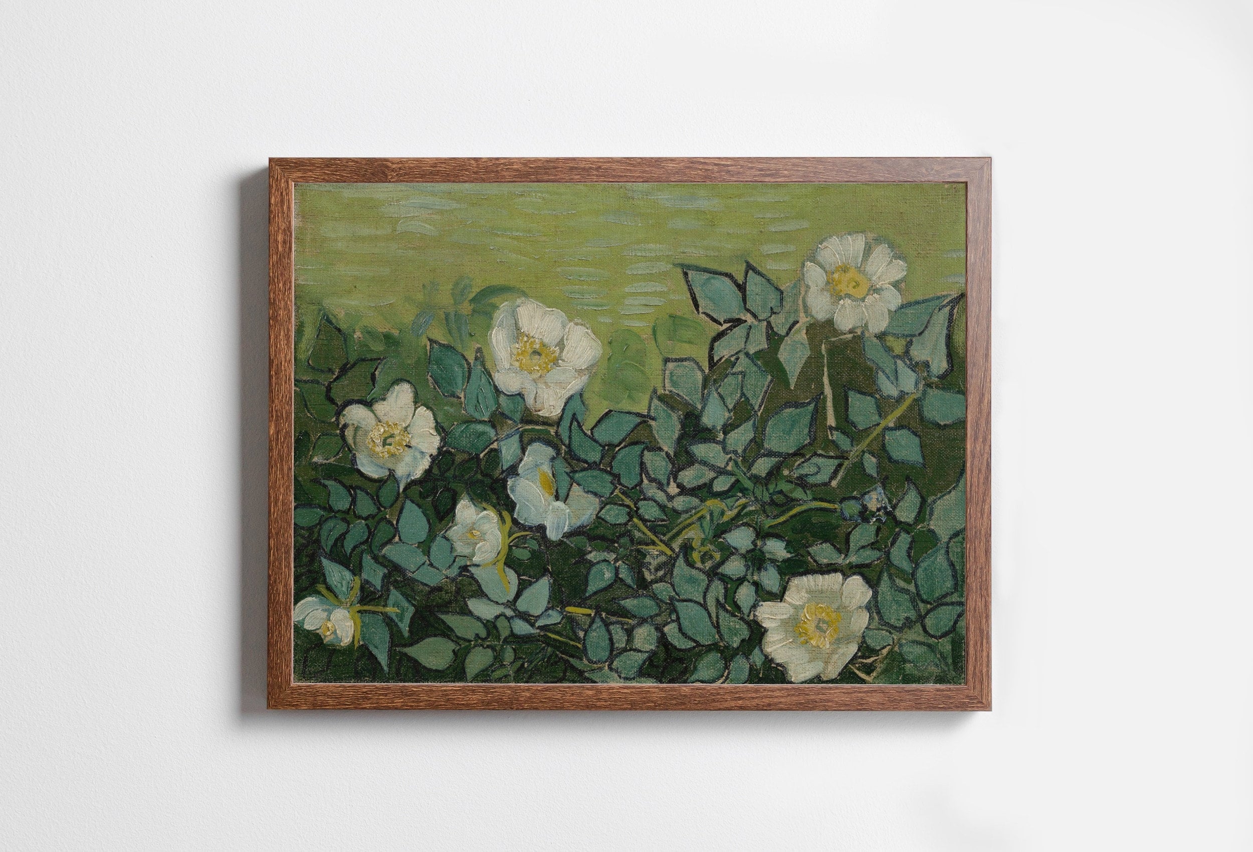 Wild Roses Famous van Gogh Painting Art Print. Instant Download Printable van Gogh Fine Art. Vintage Botanical Art. White Roses Painting.