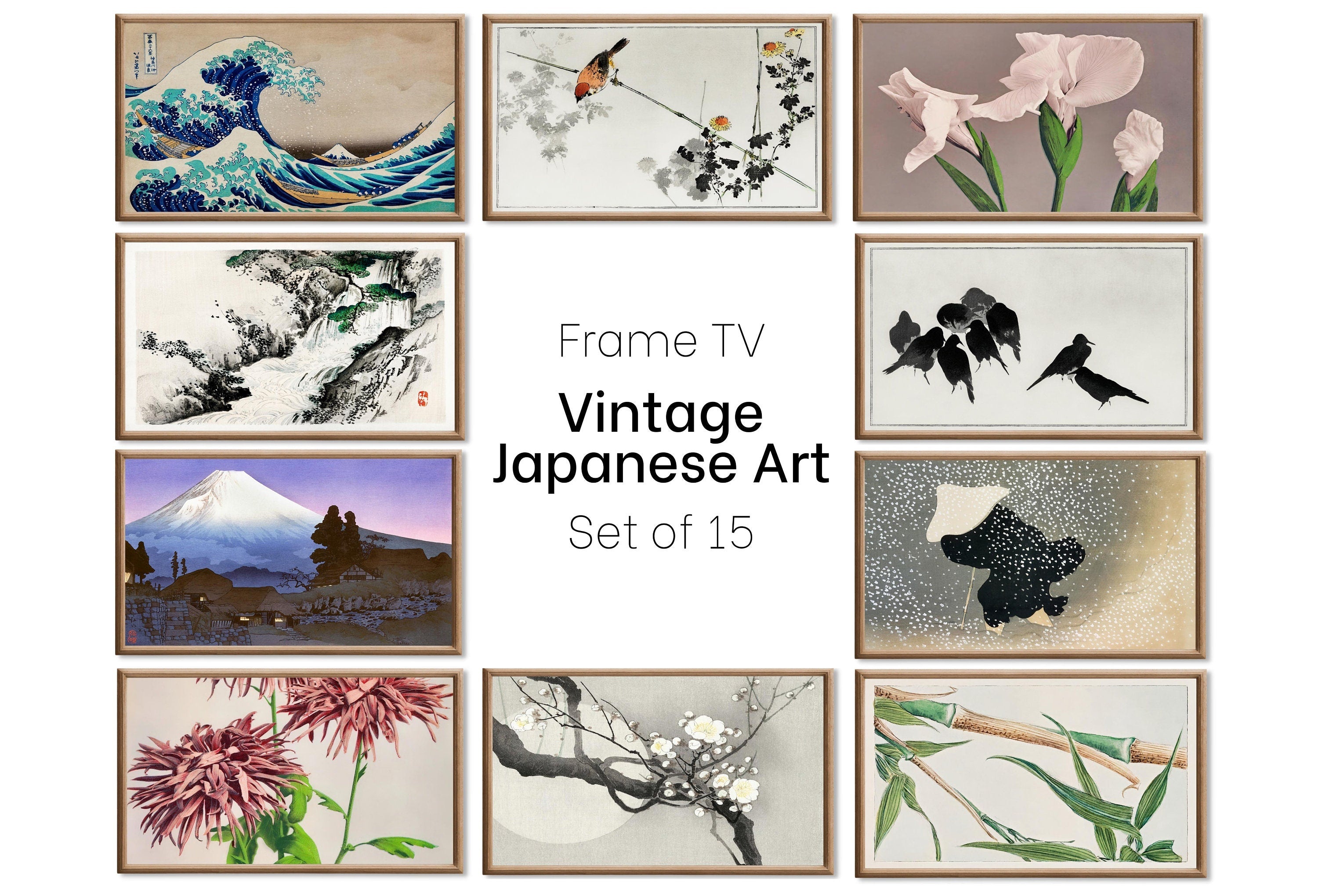 Set of 15 Samsung Frame TV 4K Art. Vintage Japanese Paintings Collection. Antique Japanese Art Set. Instant Download Japanese Frame TV Art