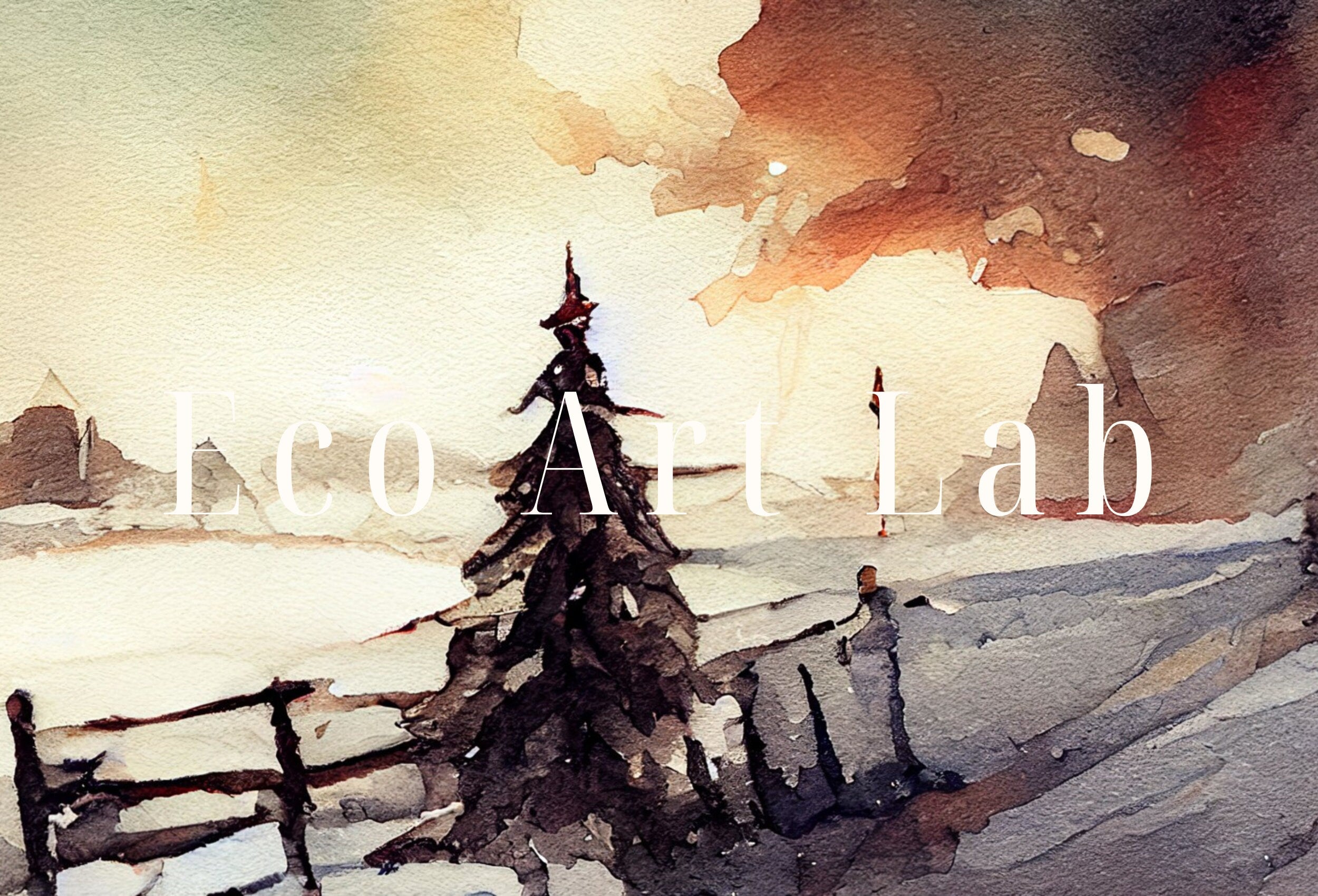 Winter Landscape Painting. Watercolor Printable Art. Snowy Sunset Rustic Country Print. Farmhouse Decor Digital Download. Vintage Style Art