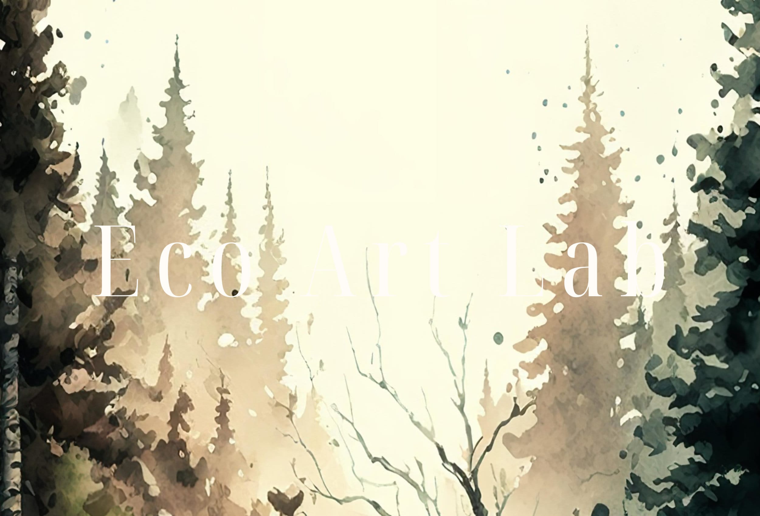 Watercolor Forest Landscape Printable. Printable Wall Art. Digital Art. Green Forest Trees Painting Print. Nature Decor. Mountain Forest Art