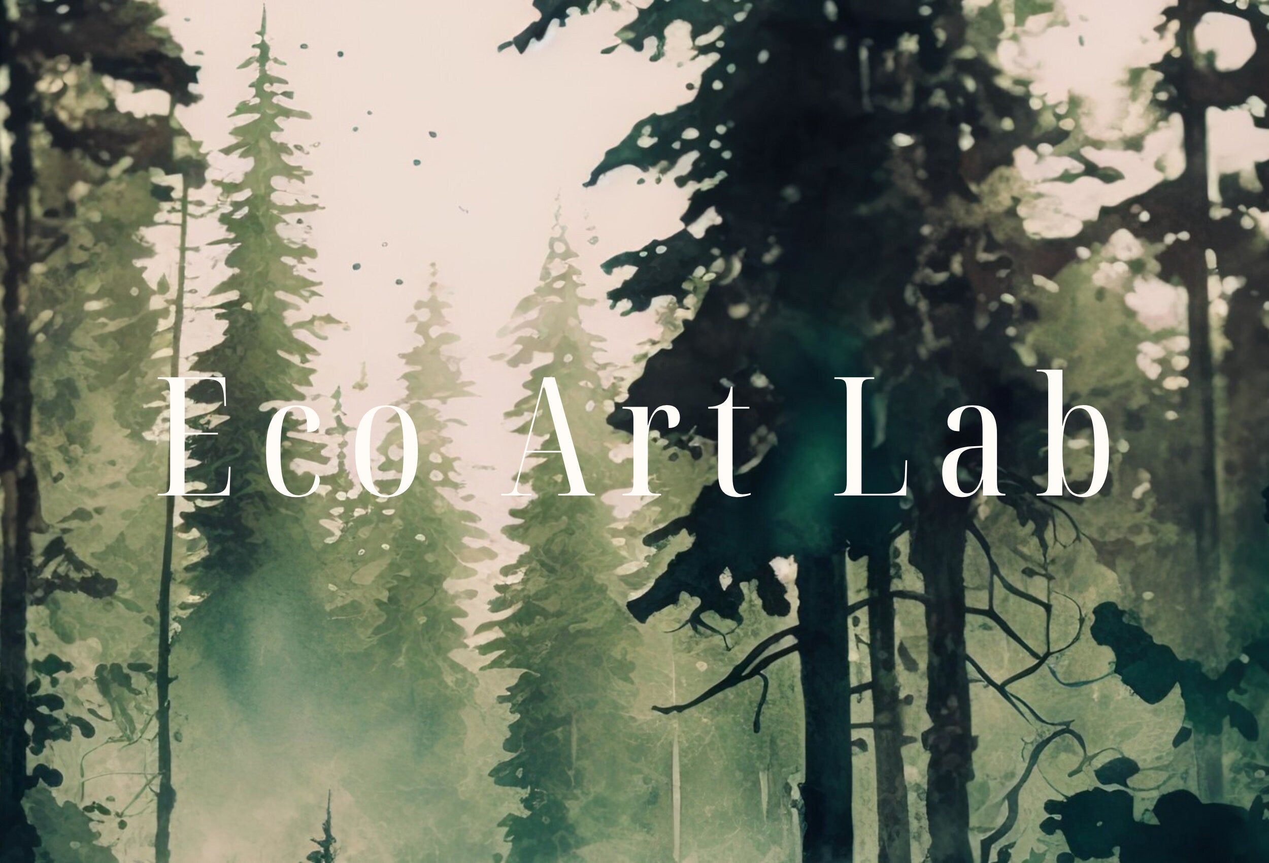 Watercolor Dense Forest Landscape Printable. Printable Wall Art. Digital Art. Green Forest Trees Painting Print. Nature Decor. Forest Art