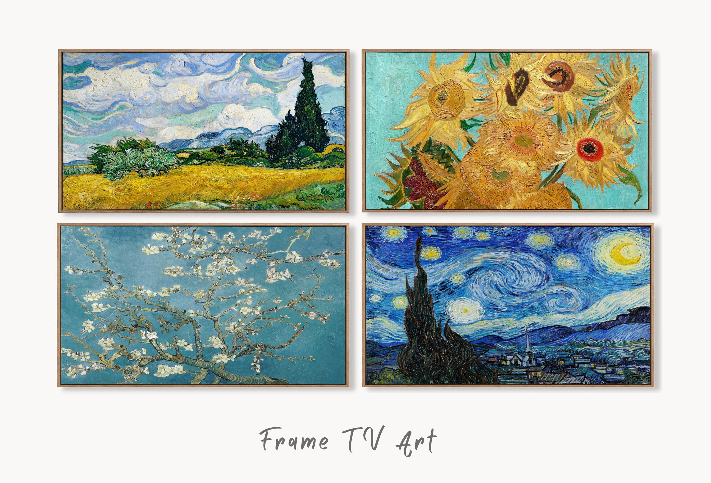 Set of 4 Samsung Frame TV 4K Art. Van Gogh Famous Paintings Collection. Vincent Van Gogh Art Set. Instant Download Vintage Frame TV Art. #1