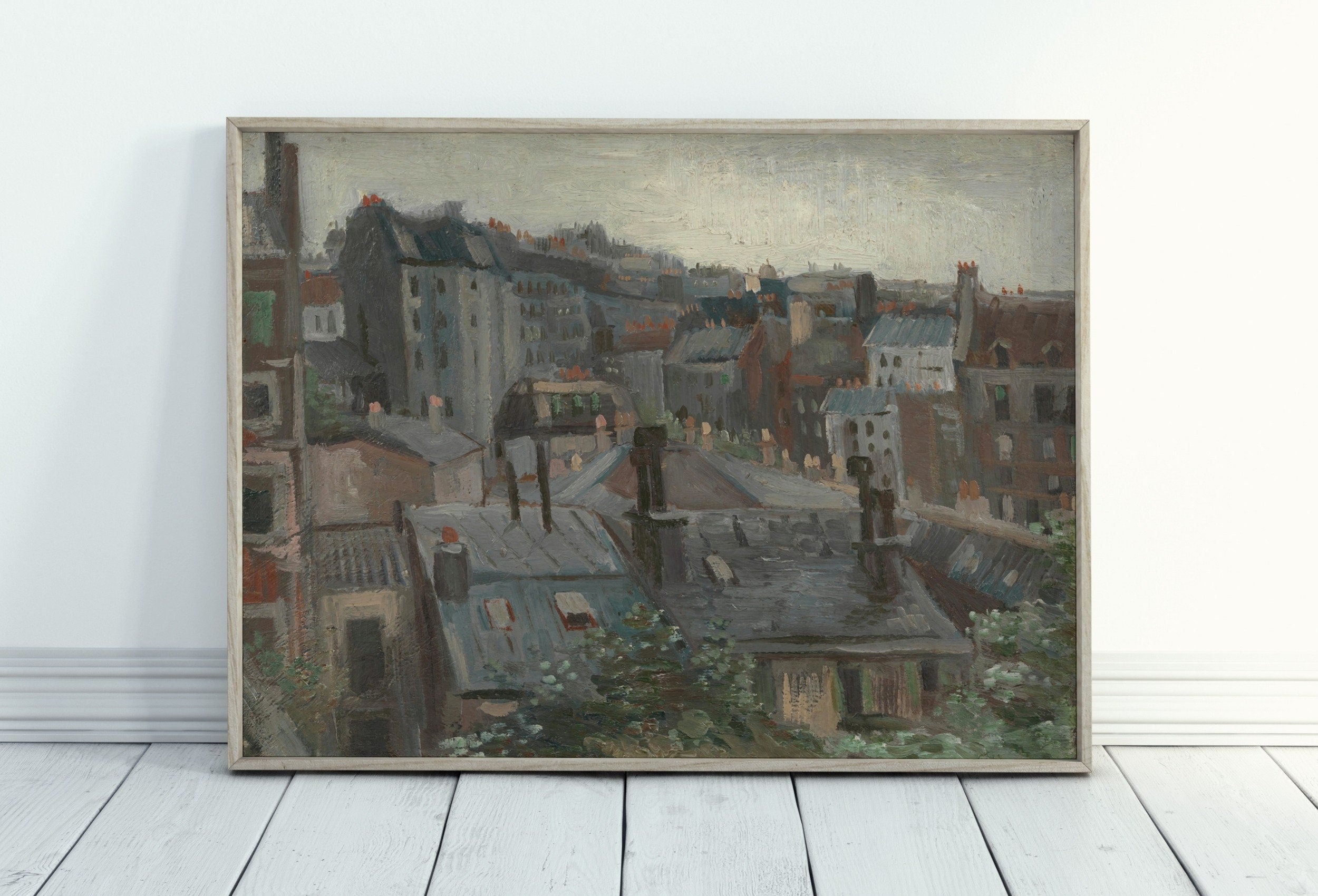 Vincent van Gogh View from Vincent's Studio. Famous Printable Oil Painting. Instant Download. van Gogh Paris Cityscape Vintage Fine Art